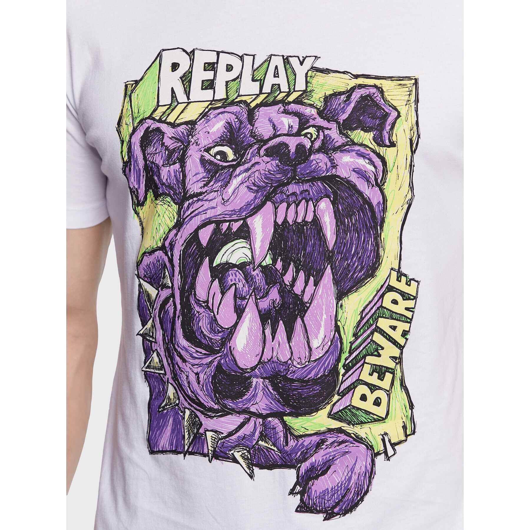 Replay Тишърт M6466.000.2660 Бял Regular Fit - Pepit.bg
