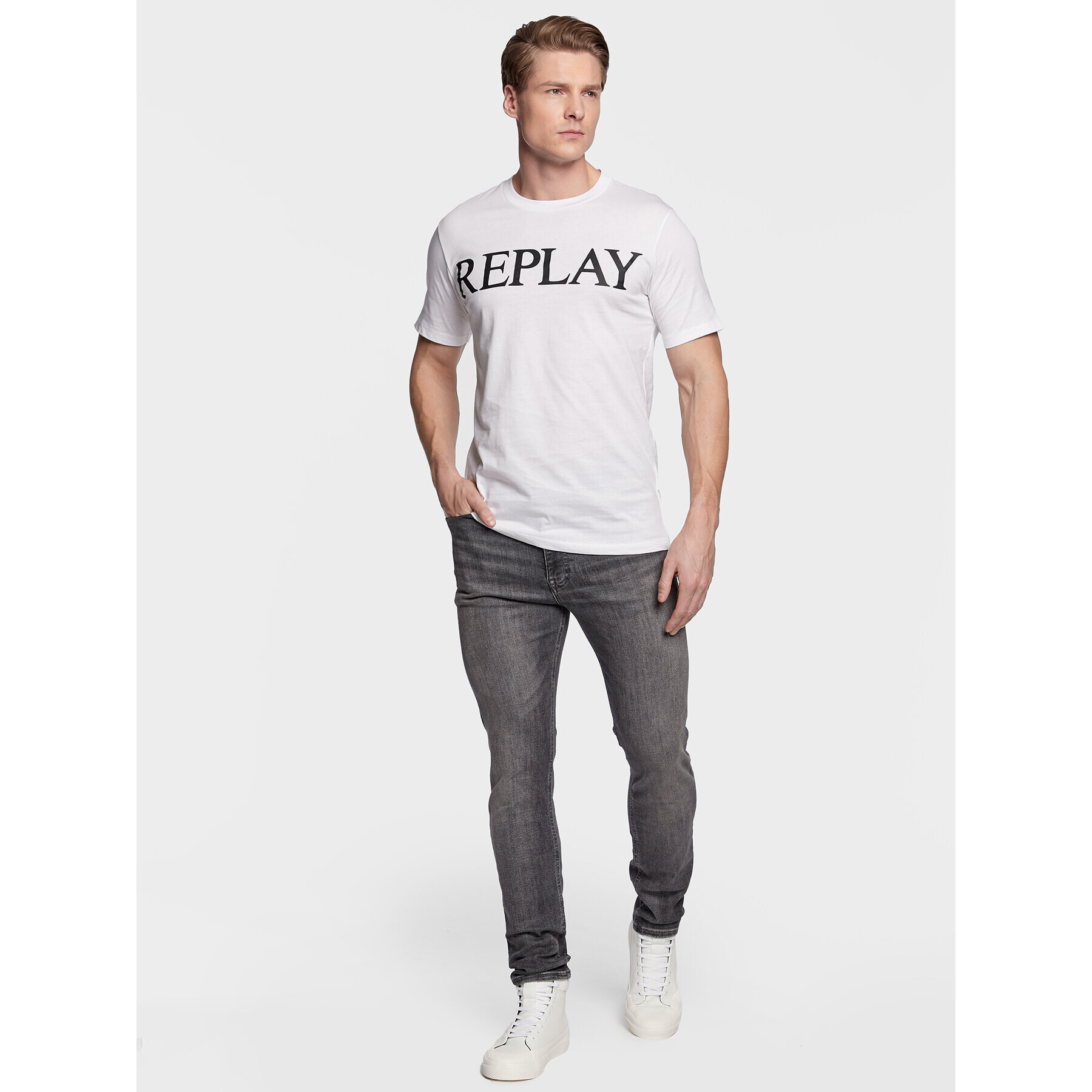 Replay Тишърт M6475.000.22980 Бял Regular Fit - Pepit.bg