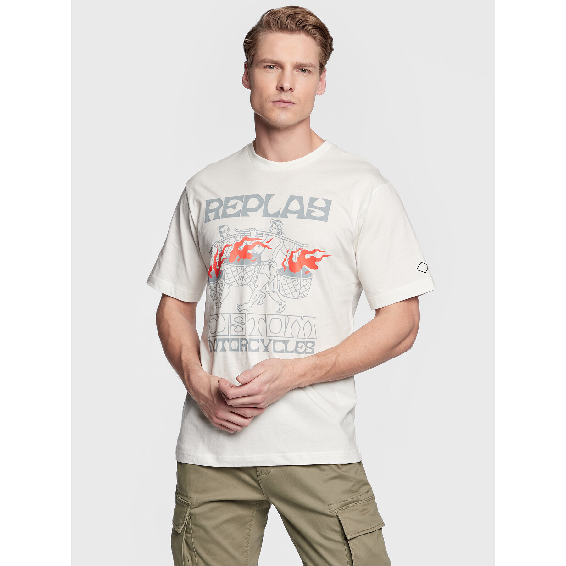 Replay Тишърт M6520.000.2660 Бял Regular Fit - Pepit.bg