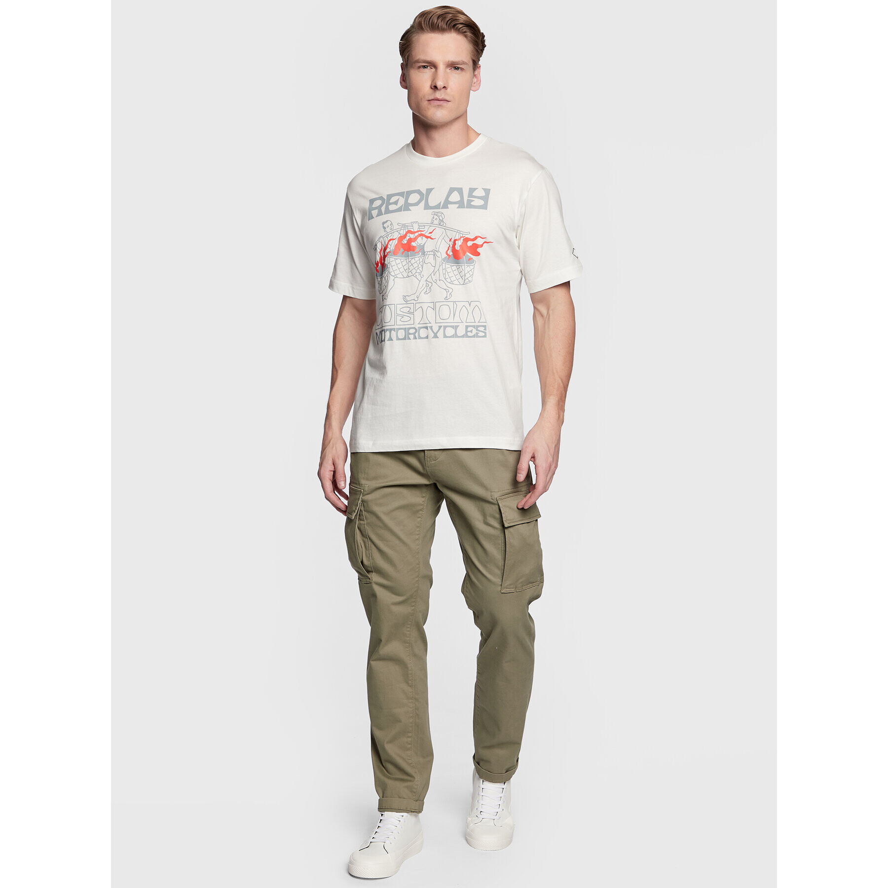Replay Тишърт M6520.000.2660 Бял Regular Fit - Pepit.bg