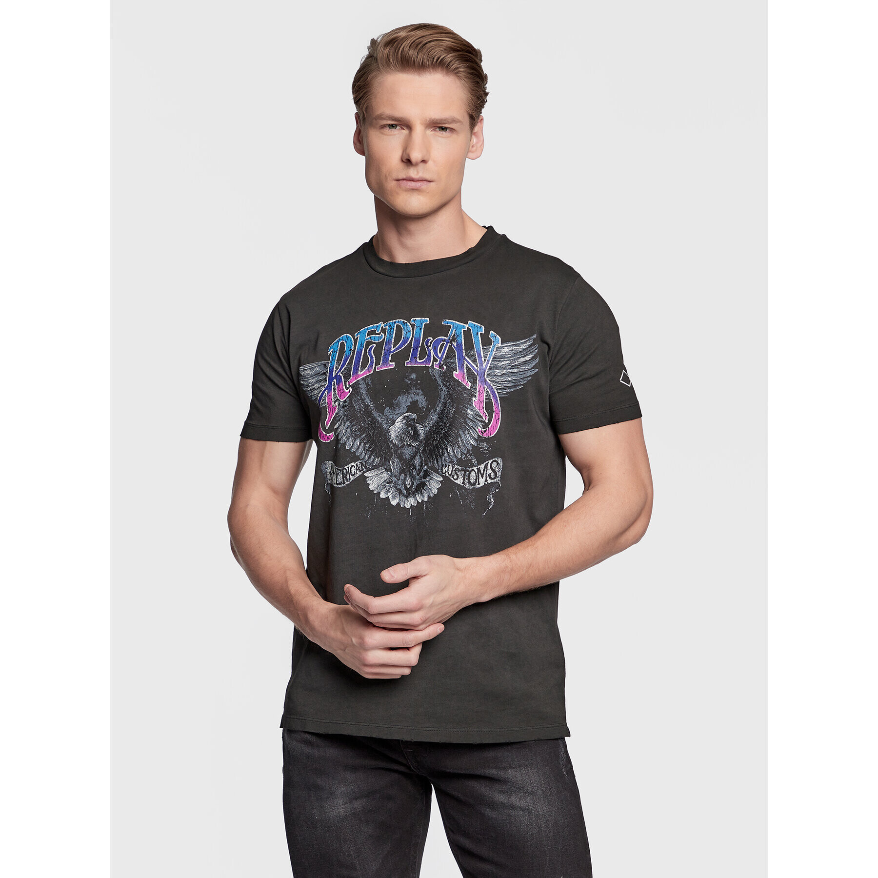 Replay Тишърт M6534.000.22658F Сив Regular Fit - Pepit.bg