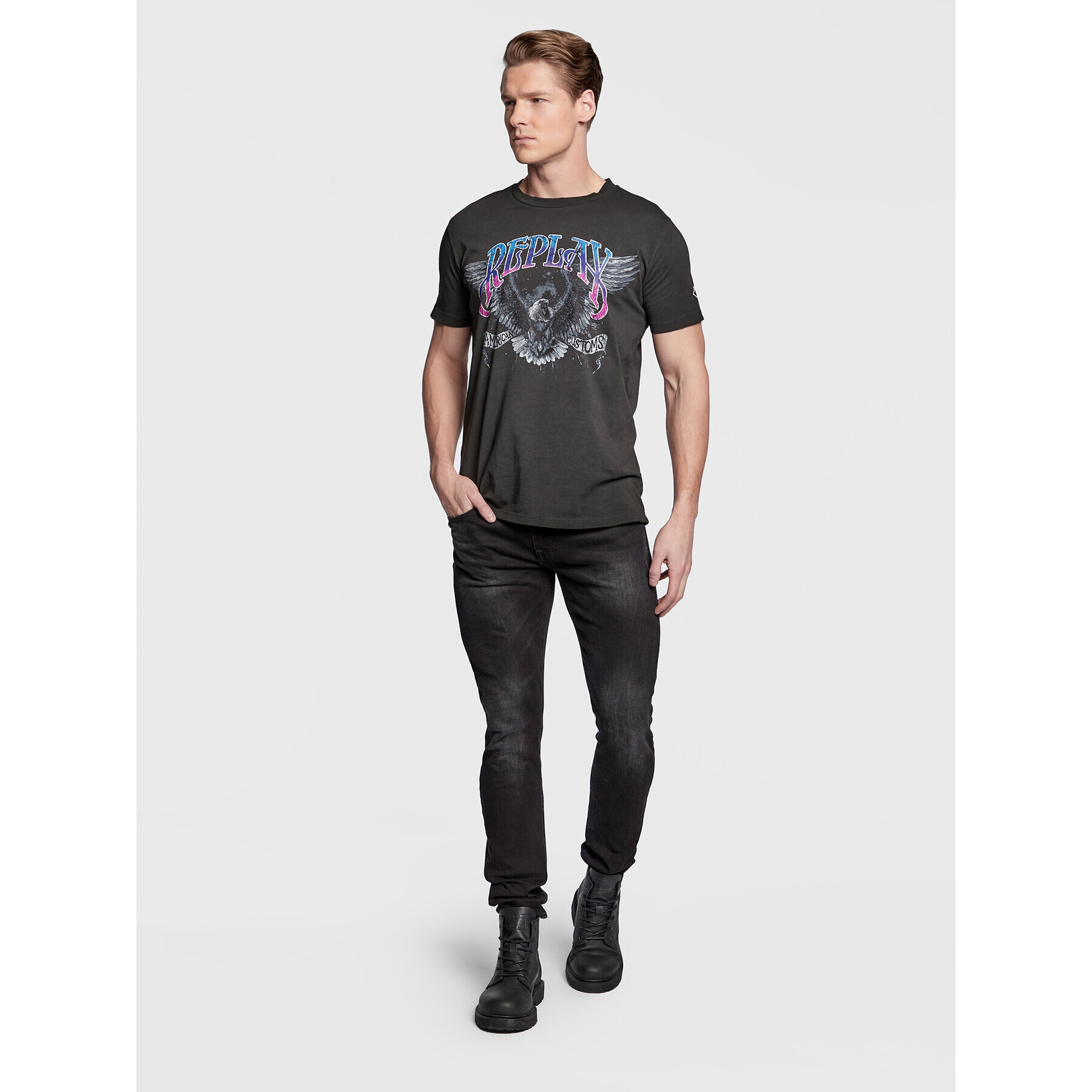 Replay Тишърт M6534.000.22658F Сив Regular Fit - Pepit.bg