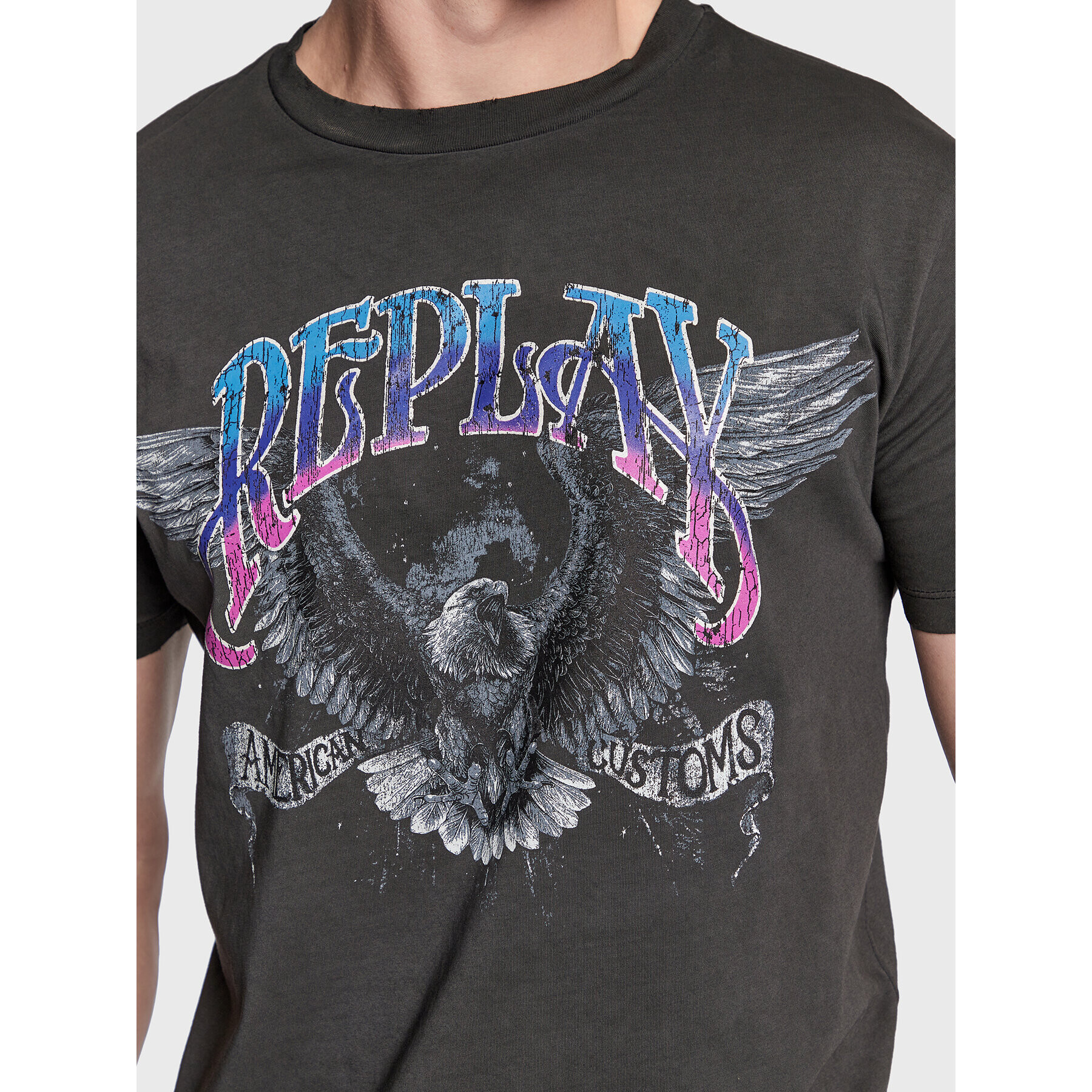 Replay Тишърт M6534.000.22658F Сив Regular Fit - Pepit.bg