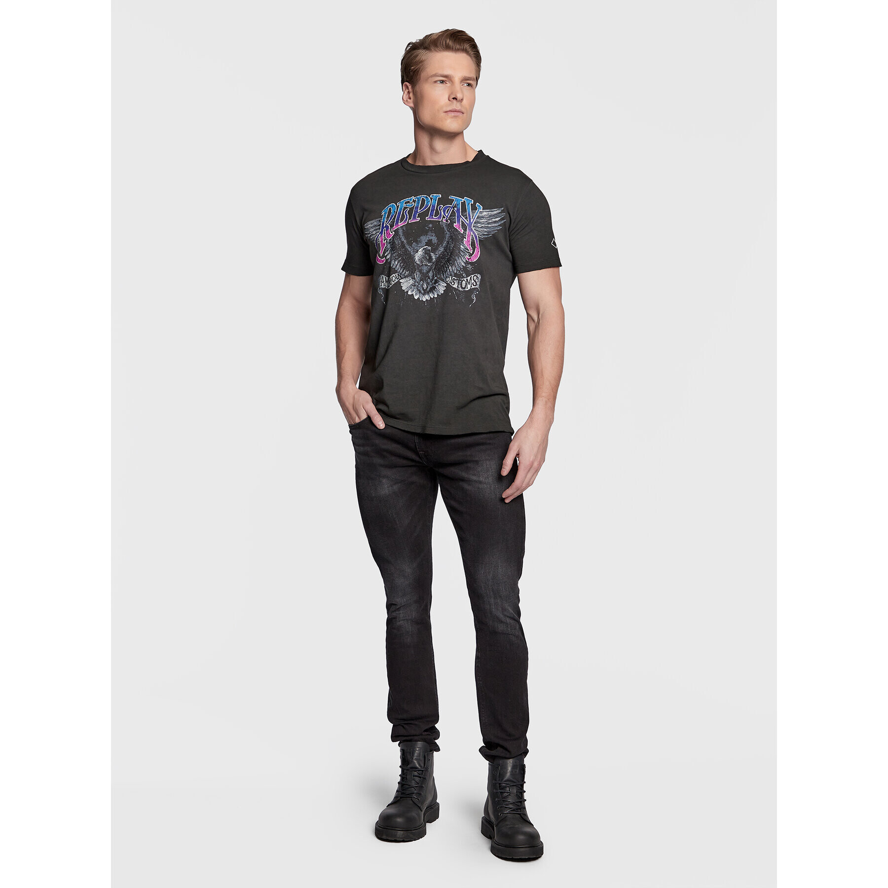 Replay Тишърт M6534.000.22658F Сив Regular Fit - Pepit.bg