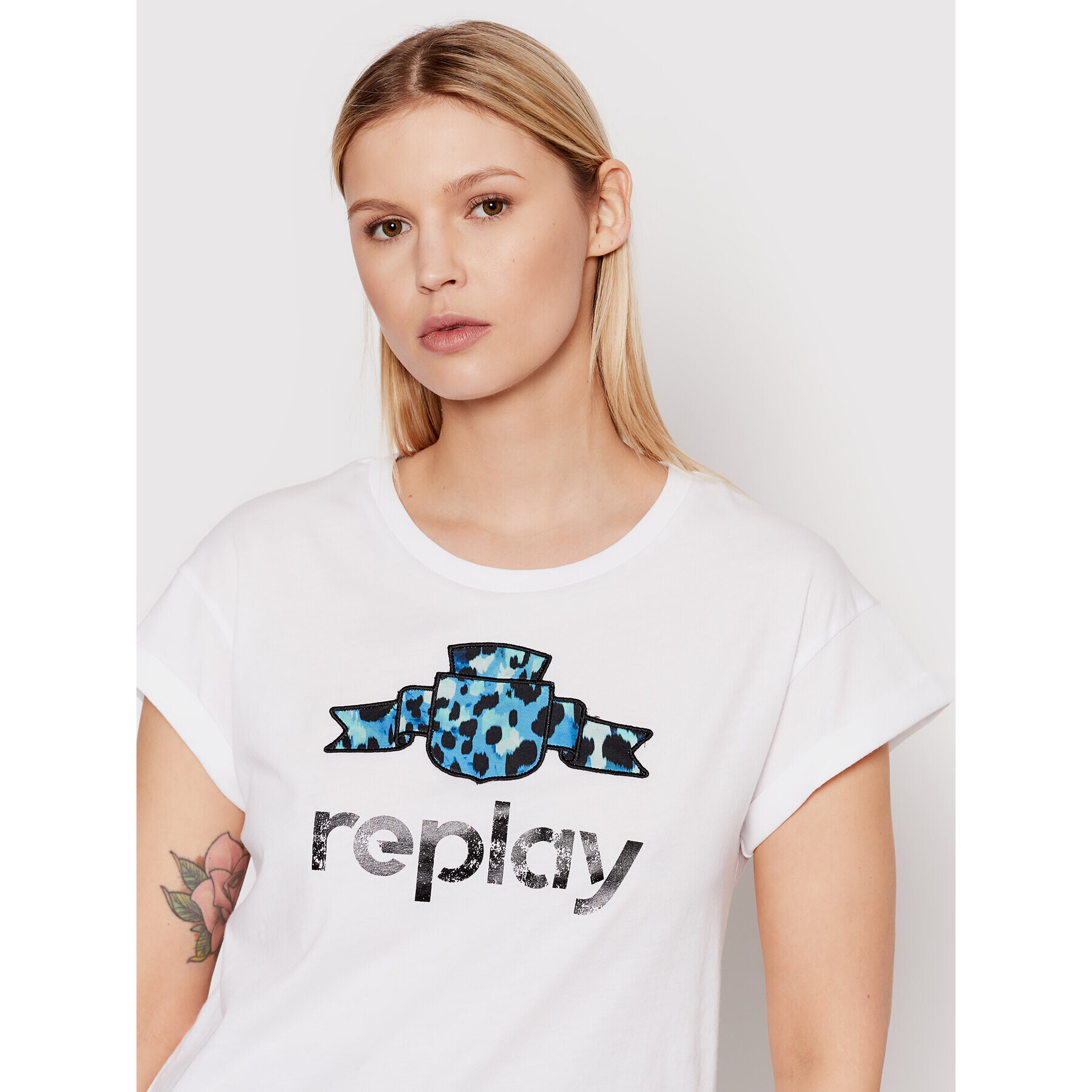 Replay Тишърт W3525A.000.20994 Бял Regular Fit - Pepit.bg