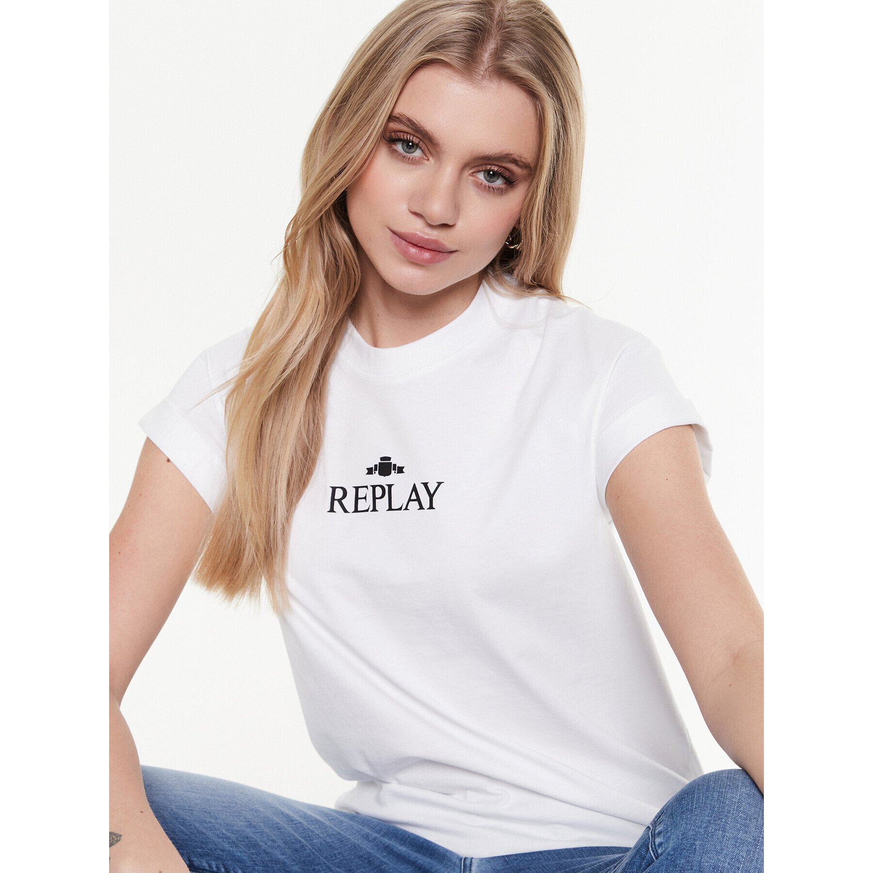 Replay Тишърт W3588H.000.23188P Бял Regular Fit - Pepit.bg
