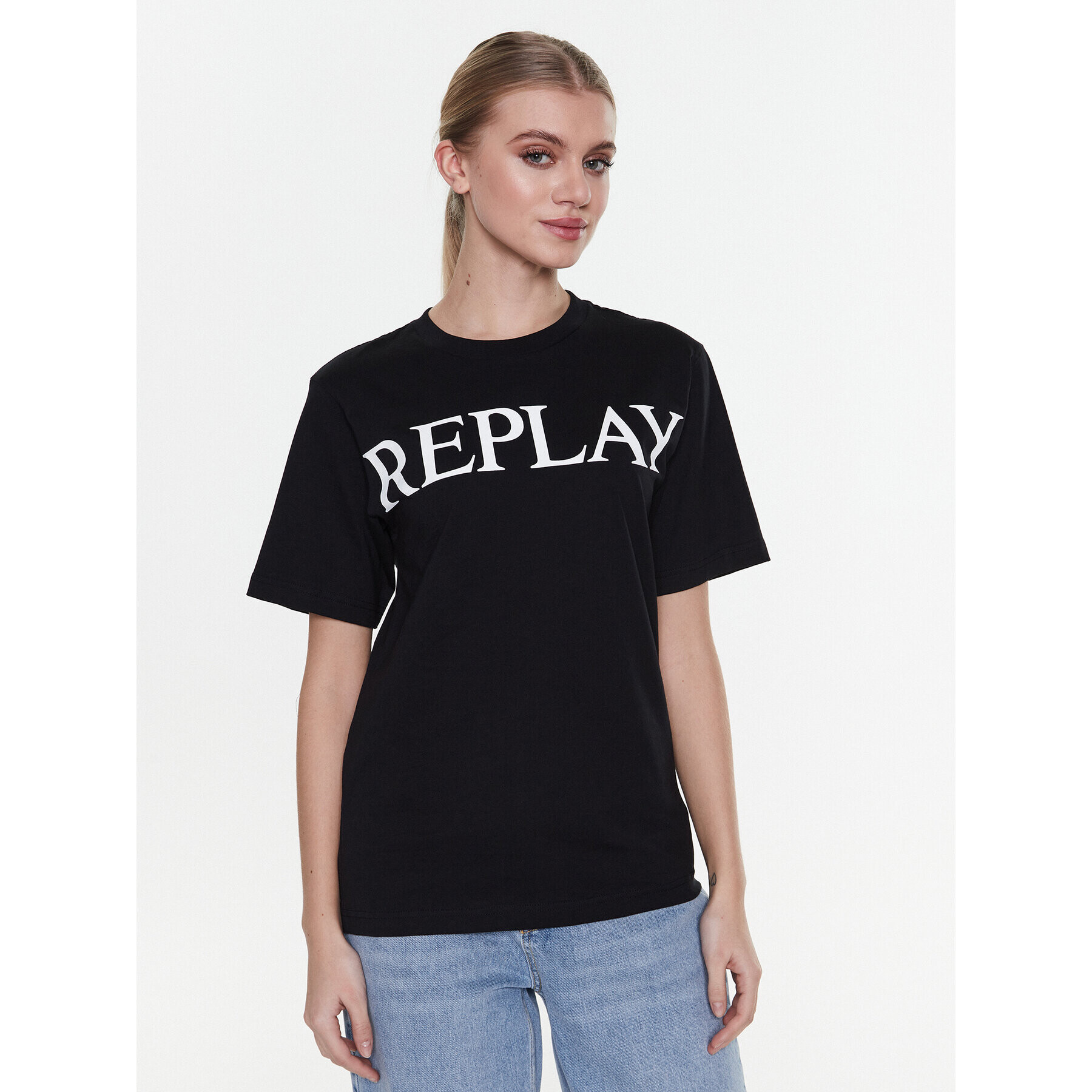 Replay Тишърт W3698E.000.23188P Черен Relaxed Fit - Pepit.bg
