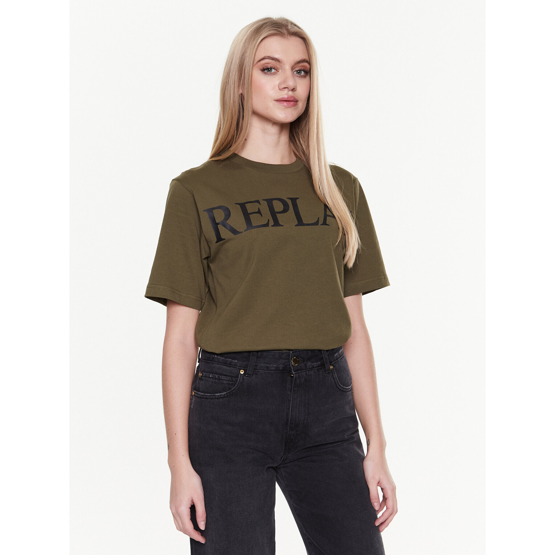 Replay Тишърт W3698E.000.23188P Зелен Relaxed Fit - Pepit.bg