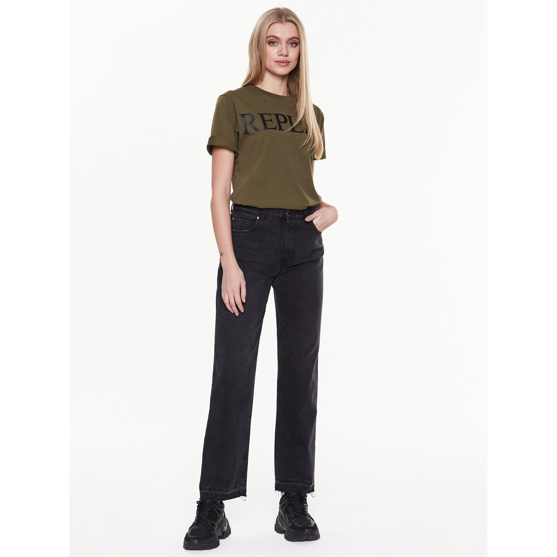 Replay Тишърт W3698E.000.23188P Зелен Relaxed Fit - Pepit.bg