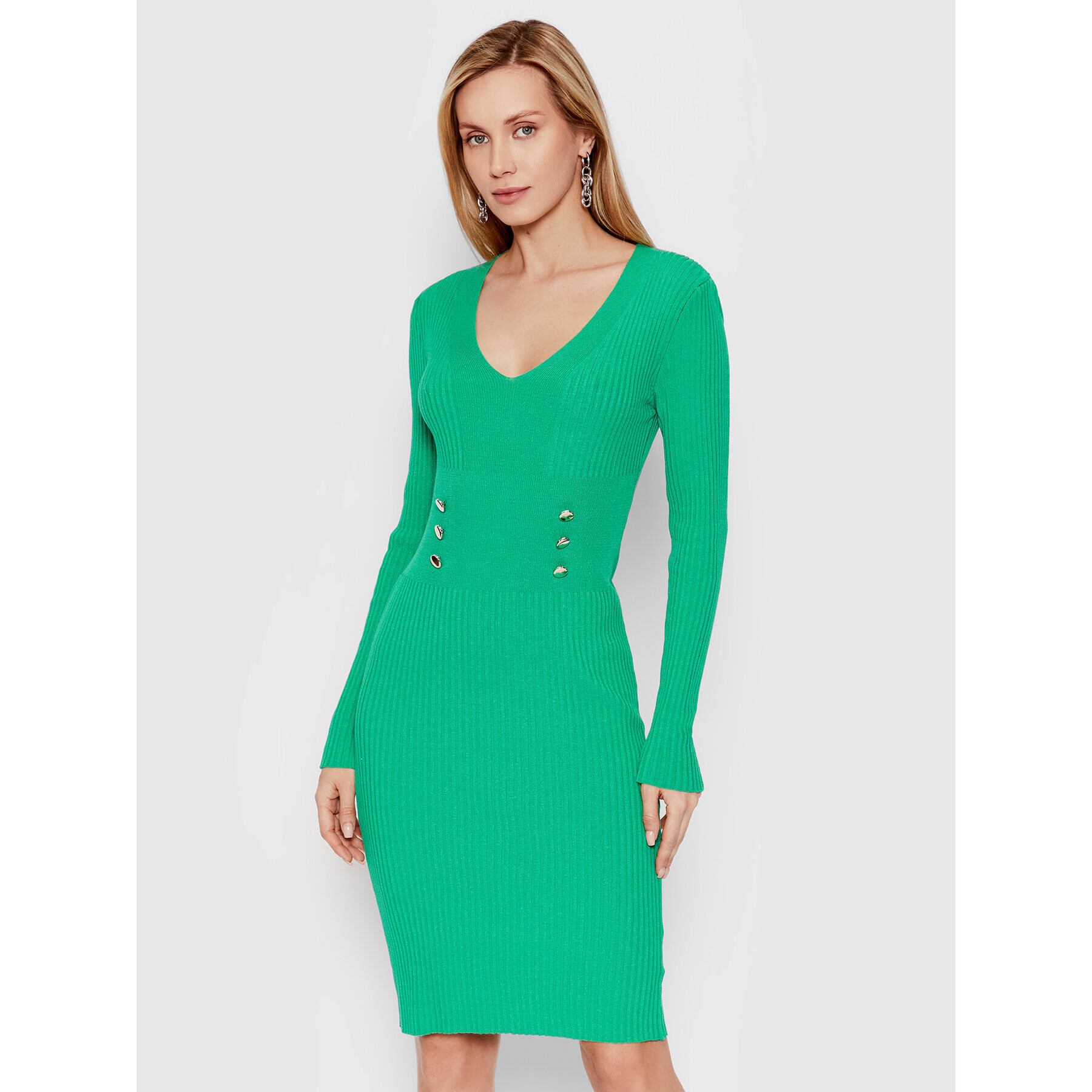 Rinascimento Плетена рокля CFM0010758003 Зелен Slim Fit - Pepit.bg