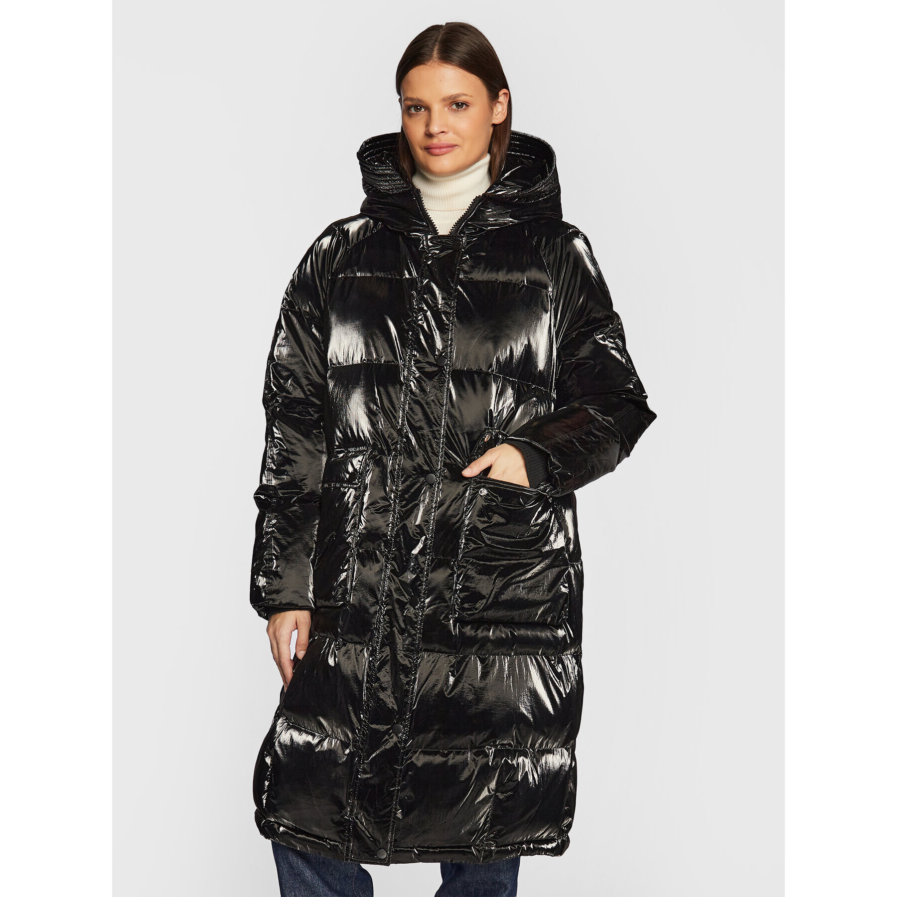 Rinascimento Пухено яке CFC0109089003 Черен Relaxed Fit - Pepit.bg