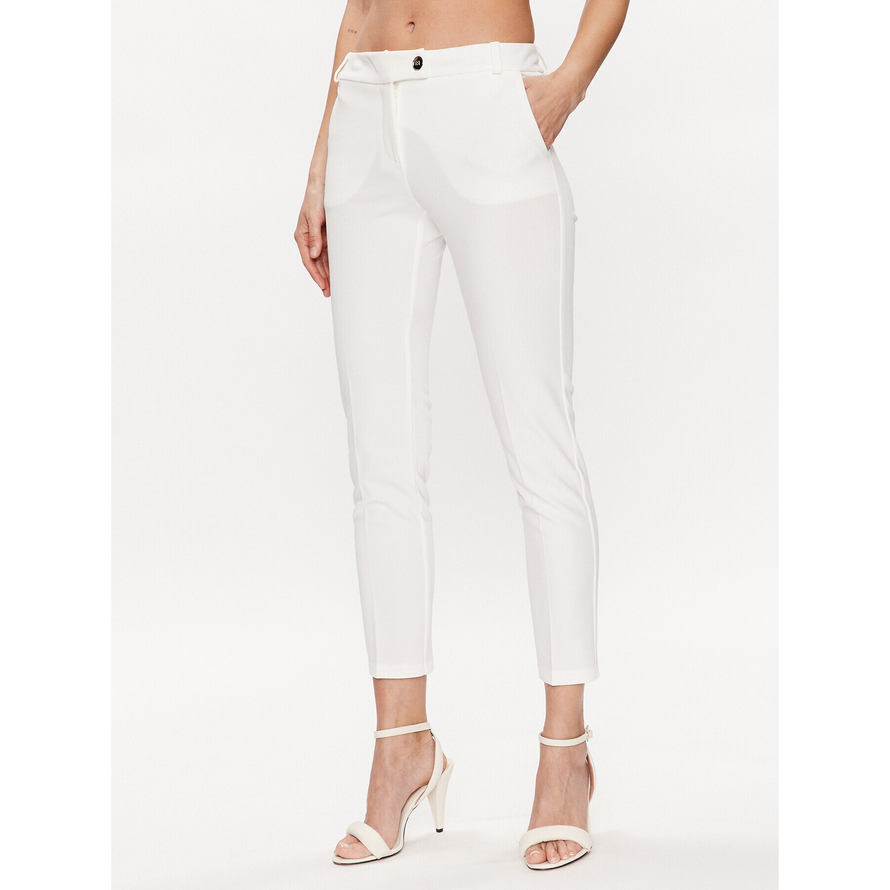 Rinascimento Текстилни панталони CFC0113051003 Бял Slim Fit - Pepit.bg