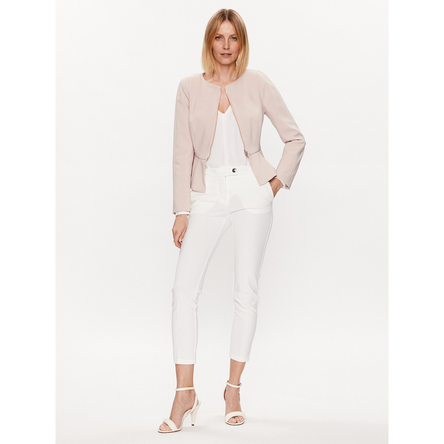 Rinascimento Текстилни панталони CFC0113051003 Бял Slim Fit - Pepit.bg