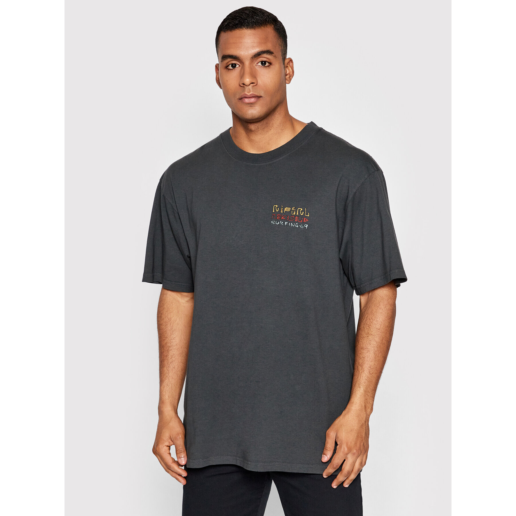 Rip Curl Тишърт Solid Rock Stacked CTEWC9 Черен Relaxed Fit - Pepit.bg