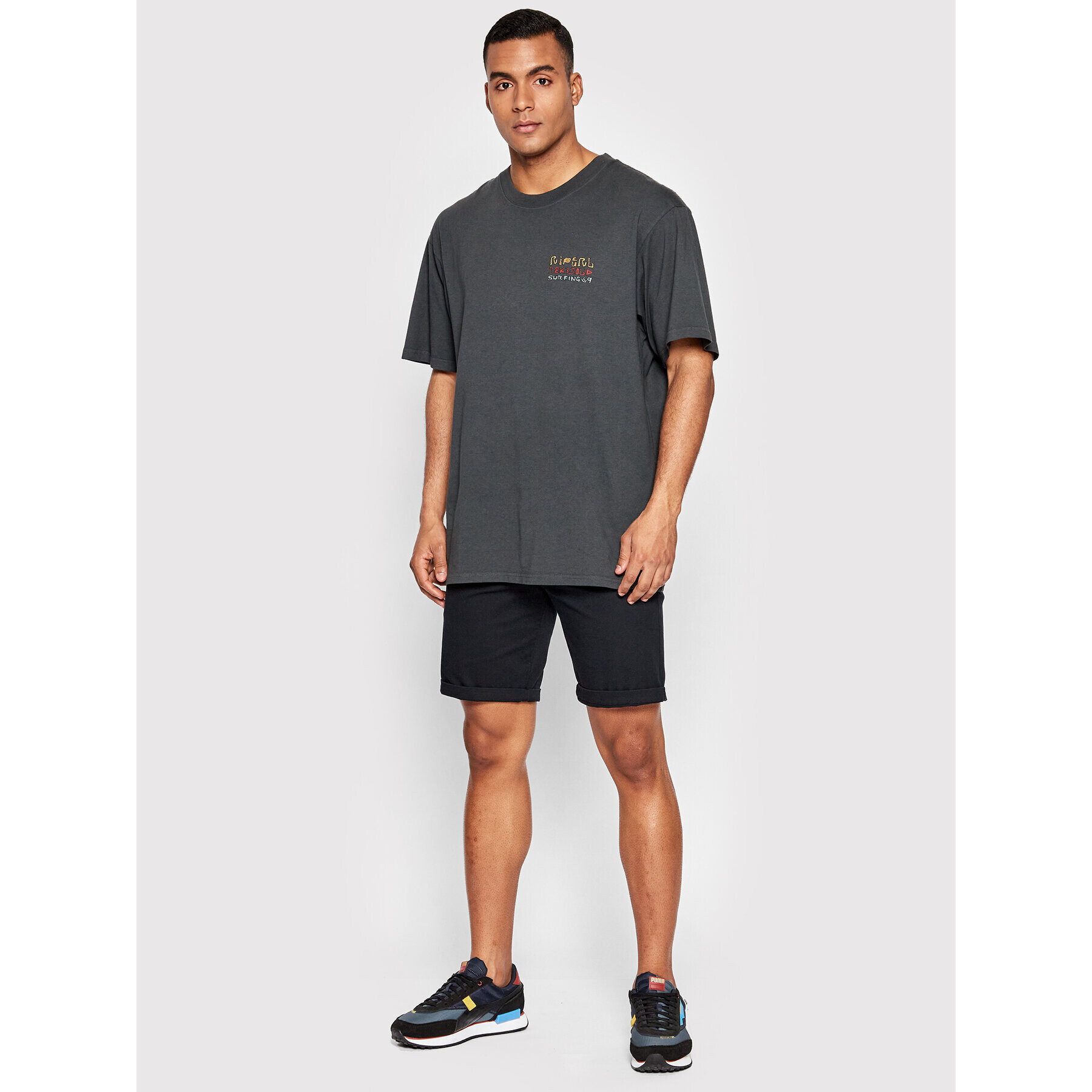 Rip Curl Тишърт Solid Rock Stacked CTEWC9 Черен Relaxed Fit - Pepit.bg