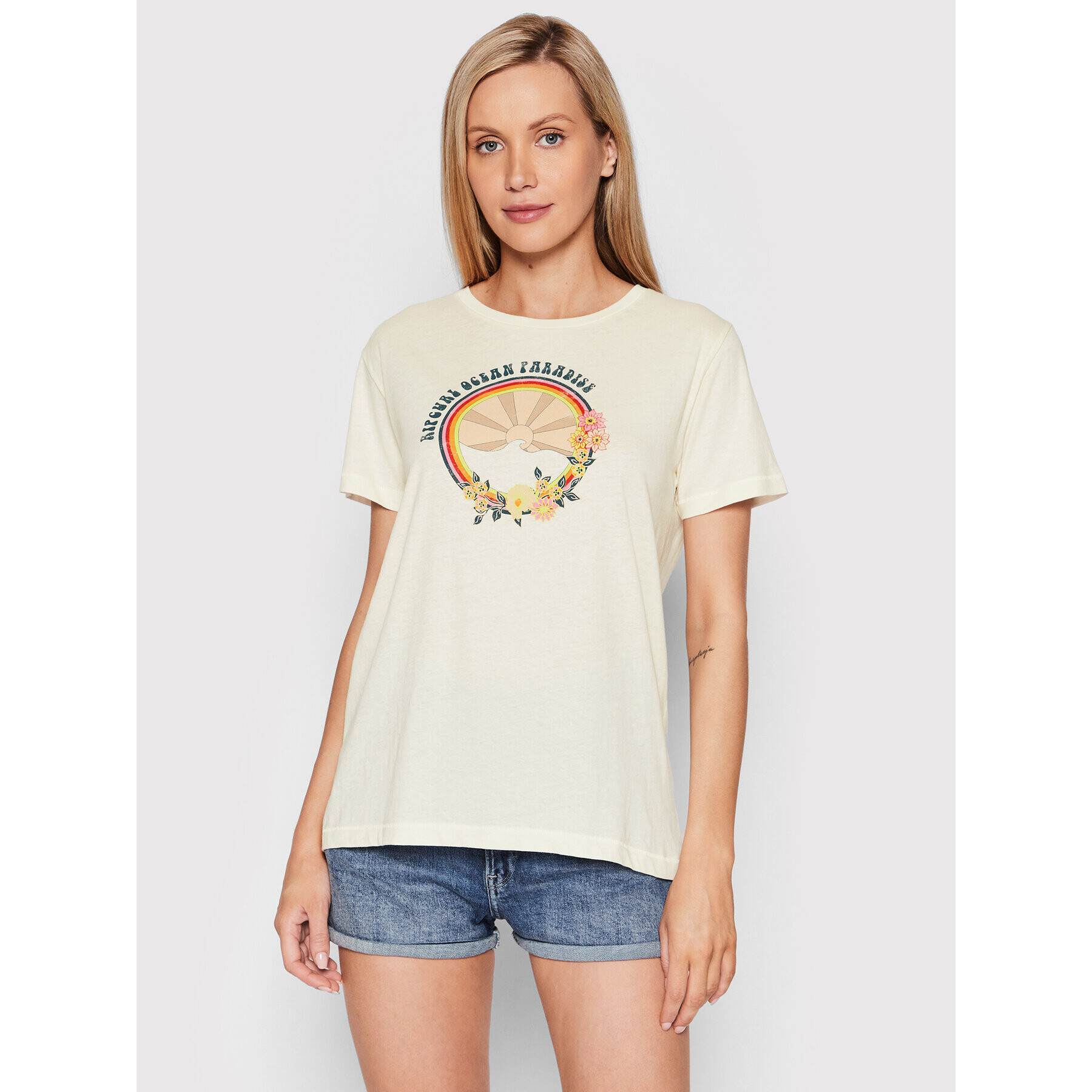 Rip Curl Тишърт Surf Revival GTERE5 Бежов Relaxed Fit - Pepit.bg