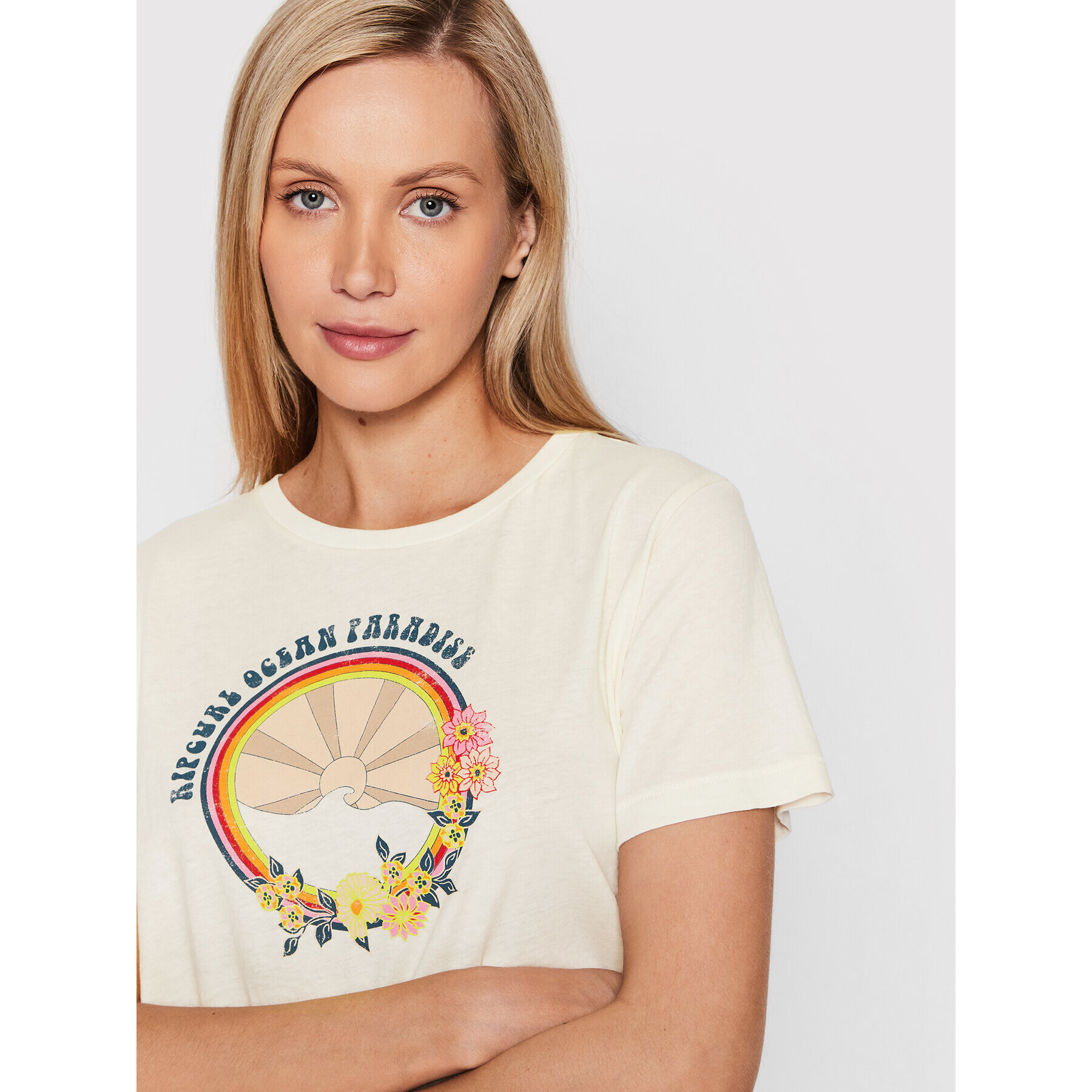 Rip Curl Тишърт Surf Revival GTERE5 Бежов Relaxed Fit - Pepit.bg