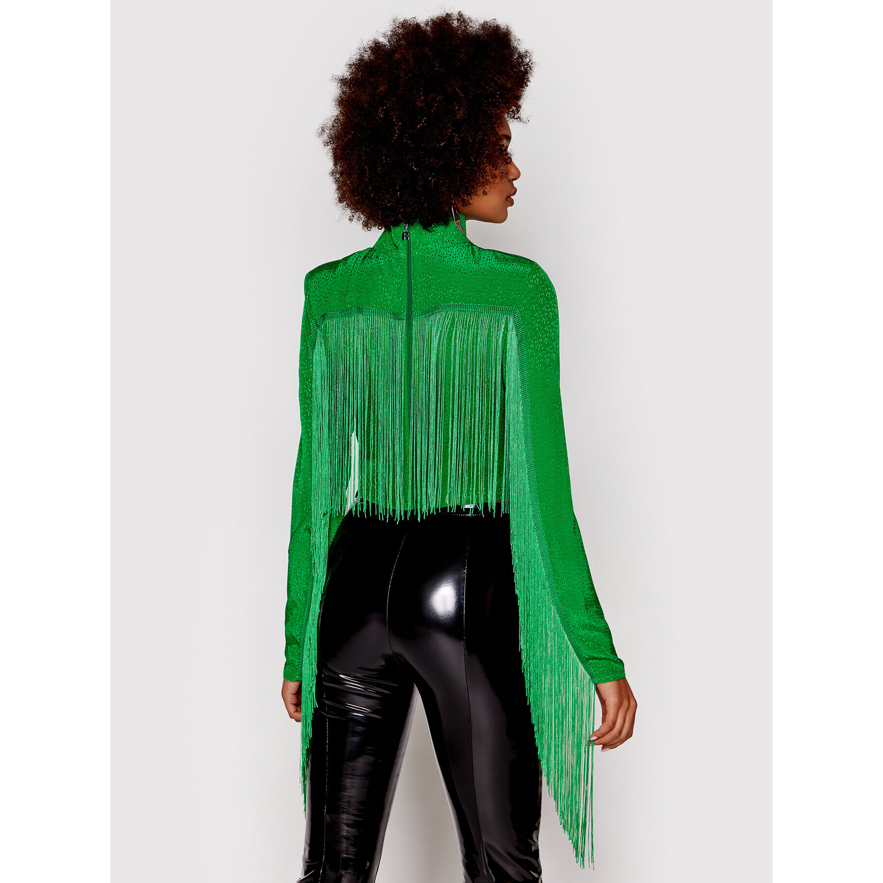 ROTATE Блуза Reba Fringe RT835 Зелен Loose Fit - Pepit.bg