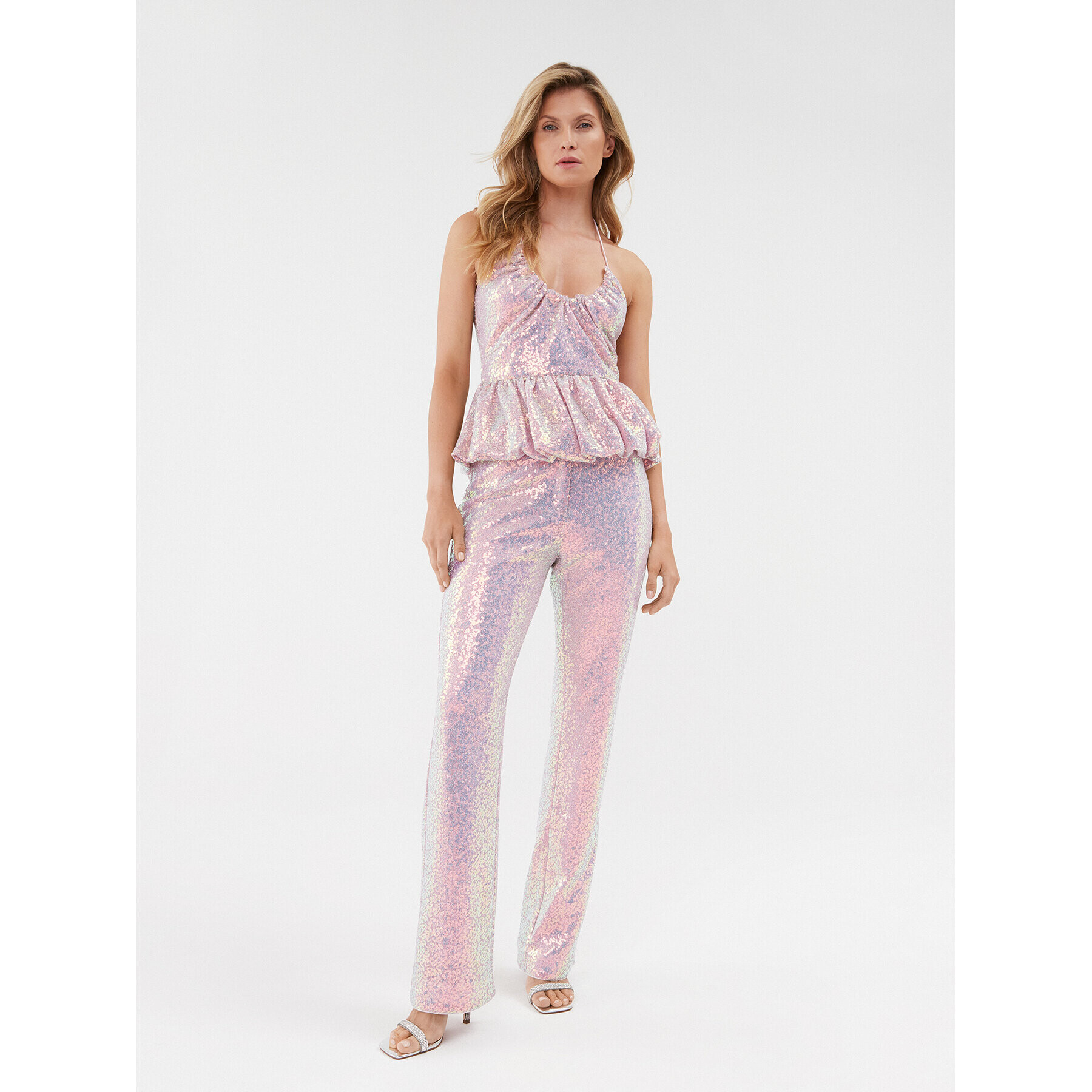 ROTATE Блуза Sequin Halterneck 1113672208 Розов Regular Fit - Pepit.bg