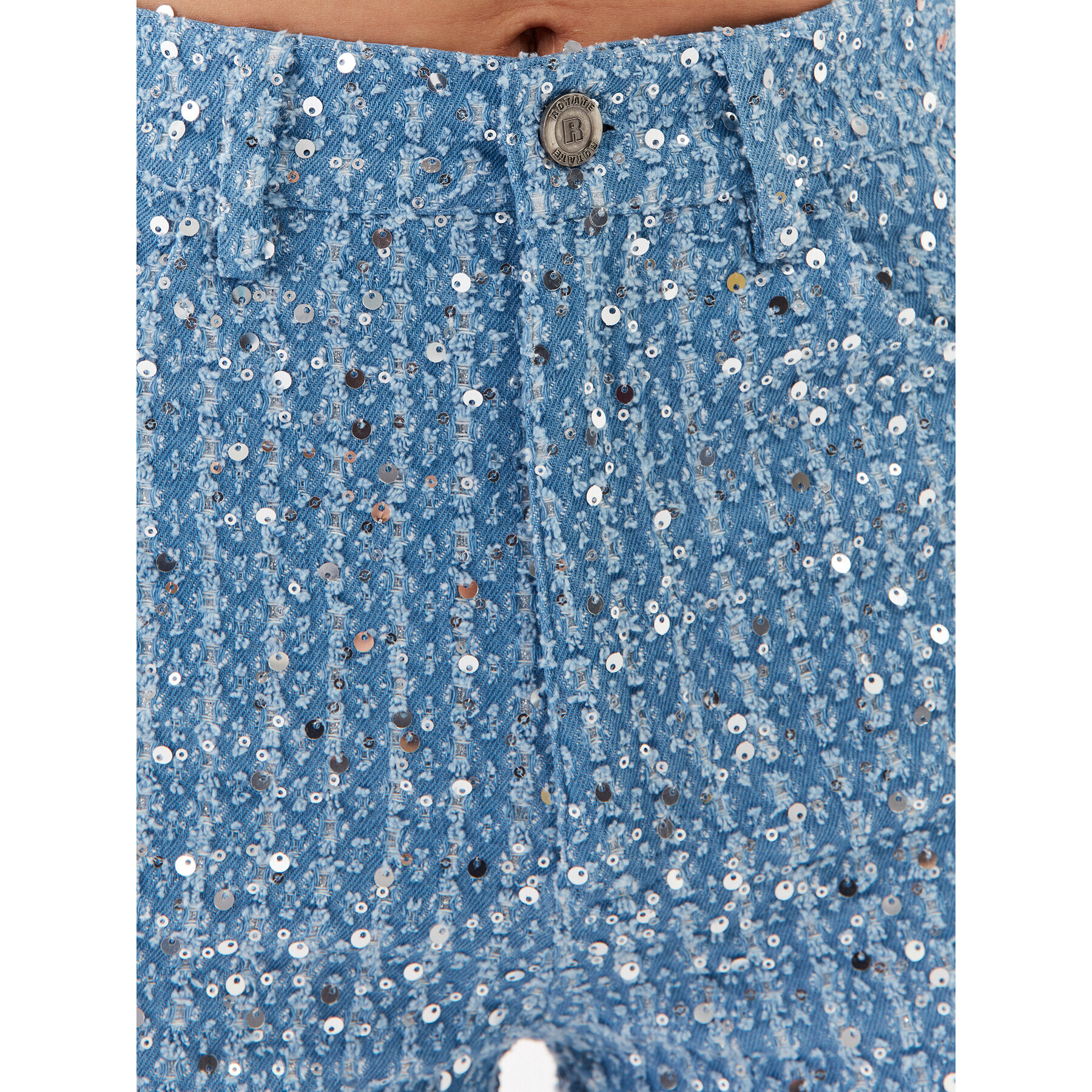 ROTATE Дънки Embellished Denim 1000631602 Син Straight Fit - Pepit.bg