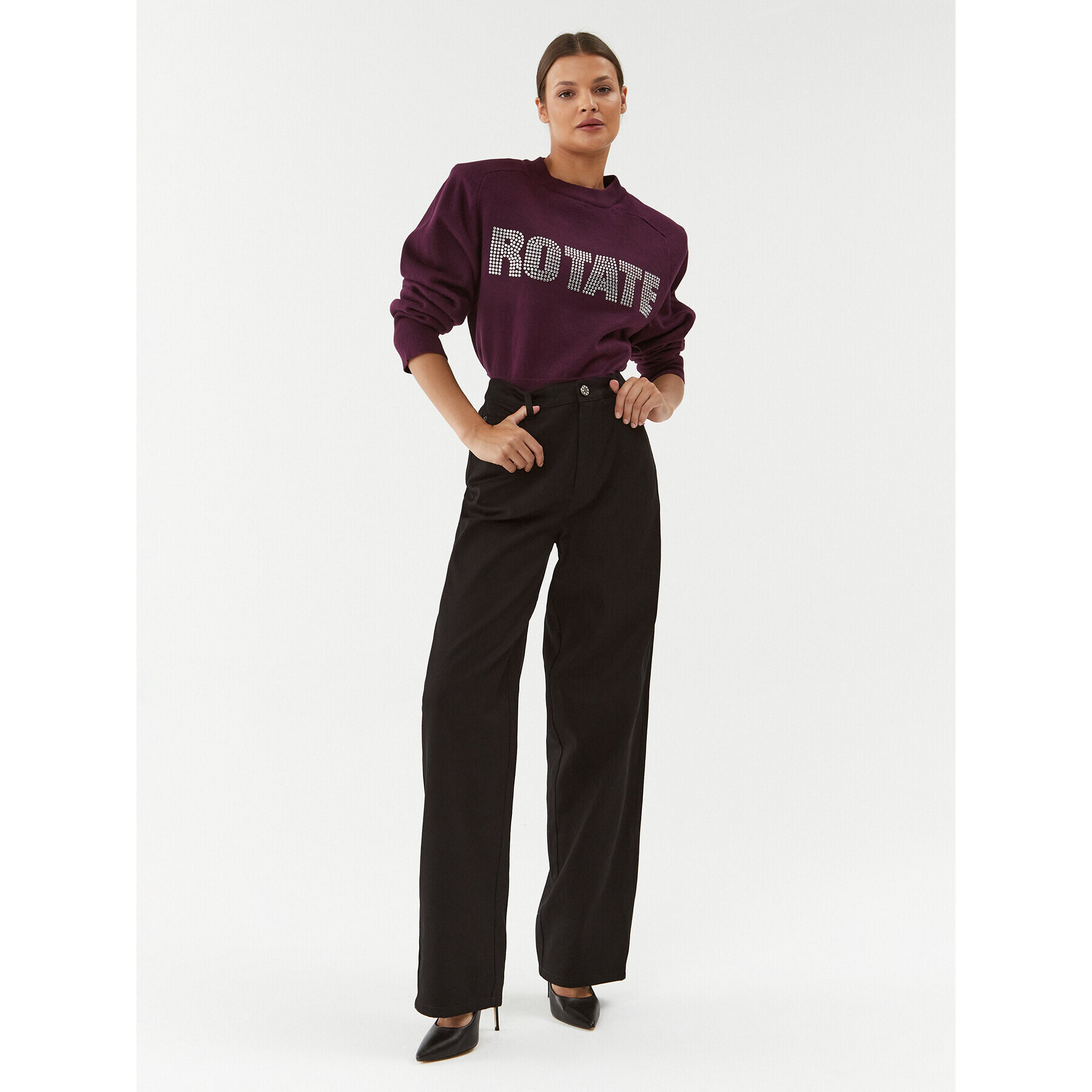 ROTATE Дънки Twill 111204100 Черен Regular Fit - Pepit.bg