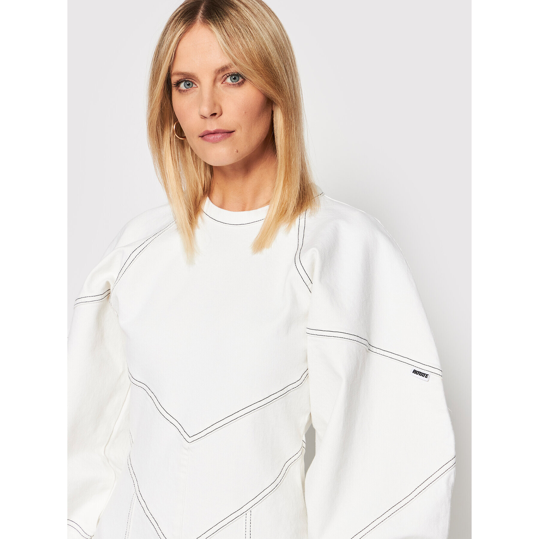 ROTATE Дънкова рокля Darleen RT1226 Бял Regular Fit - Pepit.bg