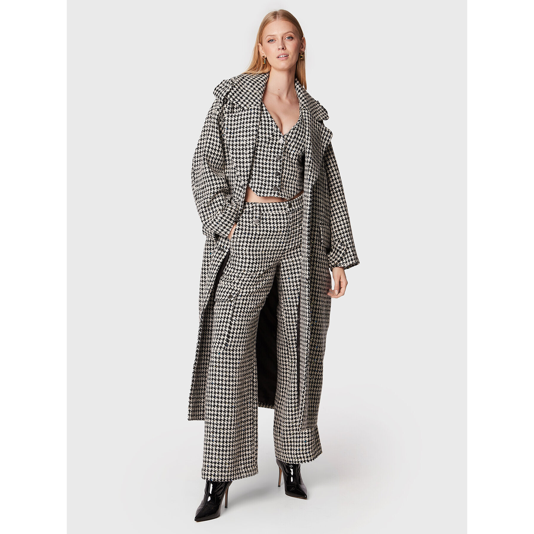 ROTATE Елек Sparkly Houndstooth RT1903 Бял Slim Fit - Pepit.bg