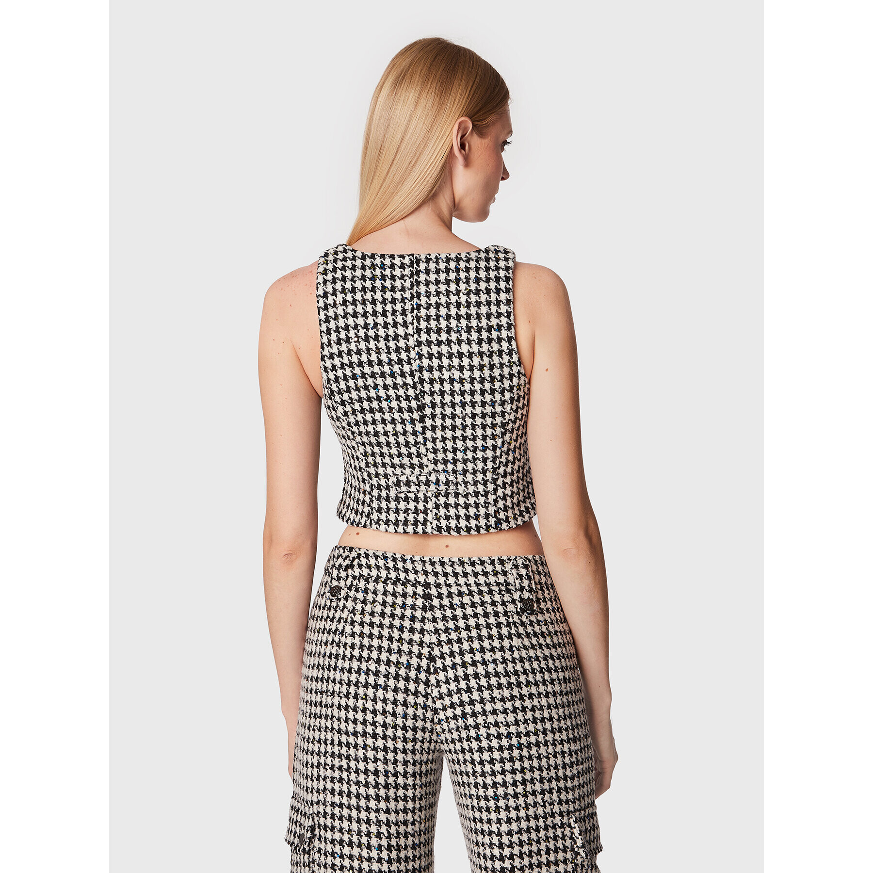 ROTATE Елек Sparkly Houndstooth RT1903 Бял Slim Fit - Pepit.bg