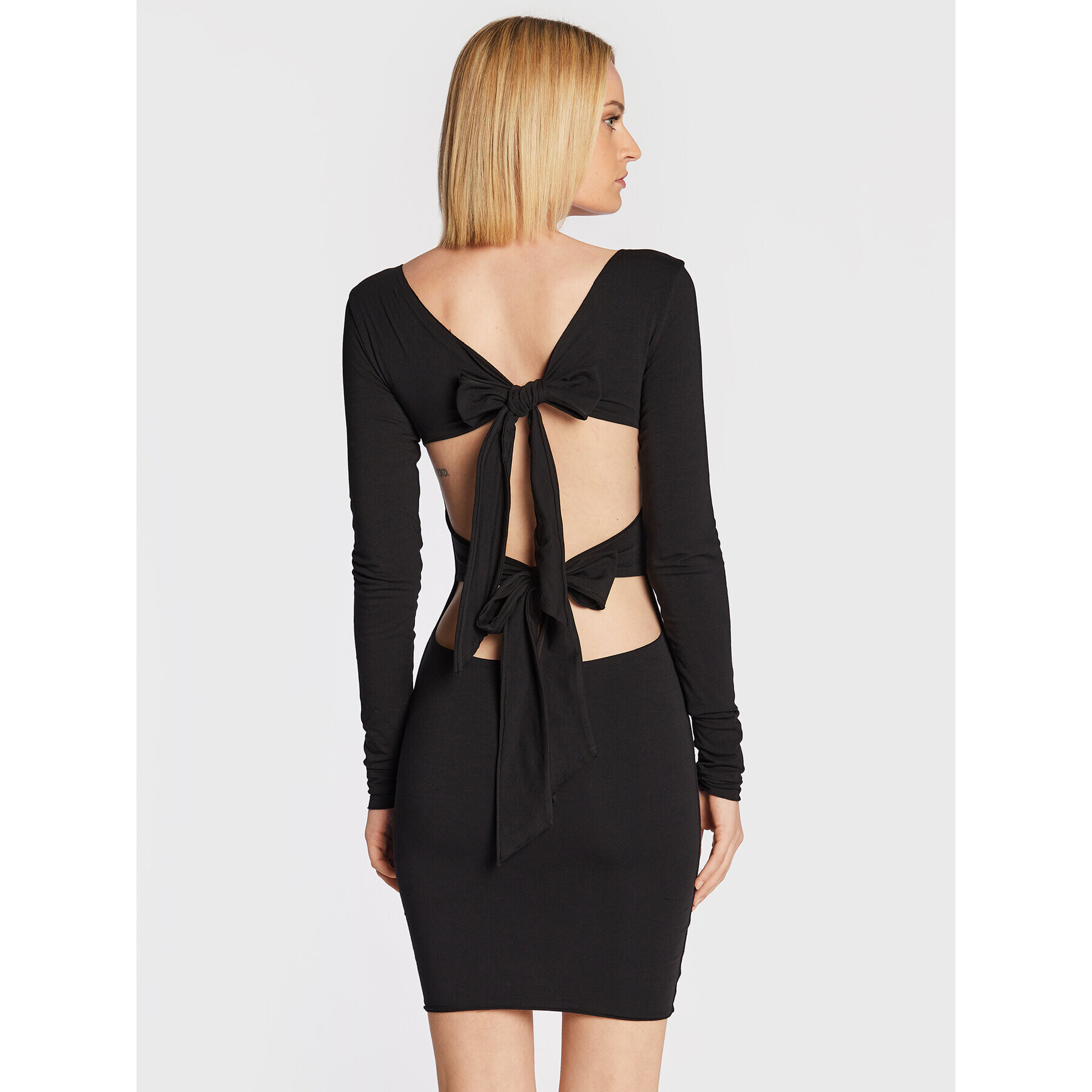 ROTATE Ежедневна рокля Juno RT1667 Черен Slim Fit - Pepit.bg