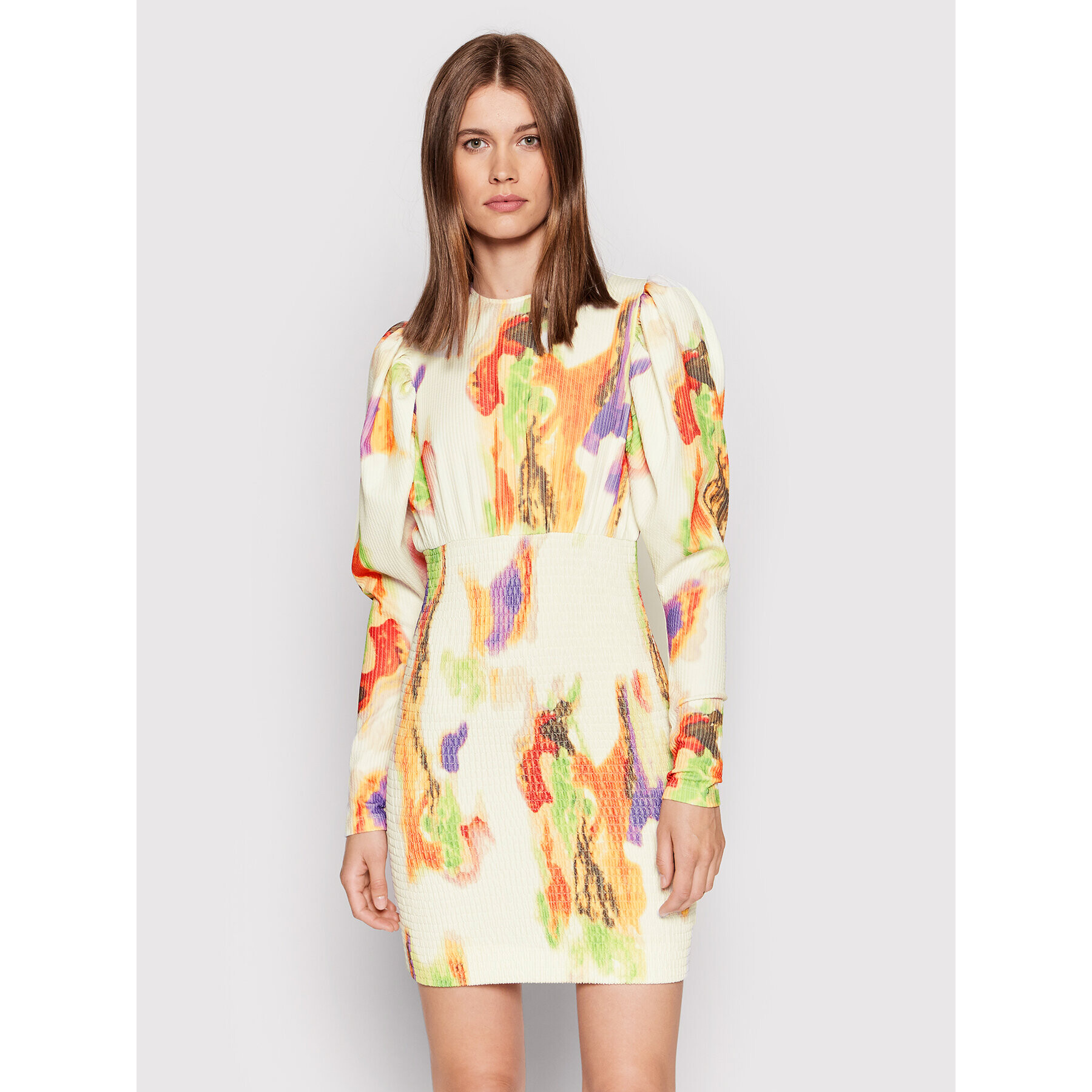 ROTATE Ежедневна рокля Doris RT1205 Бял Slim Fit - Pepit.bg