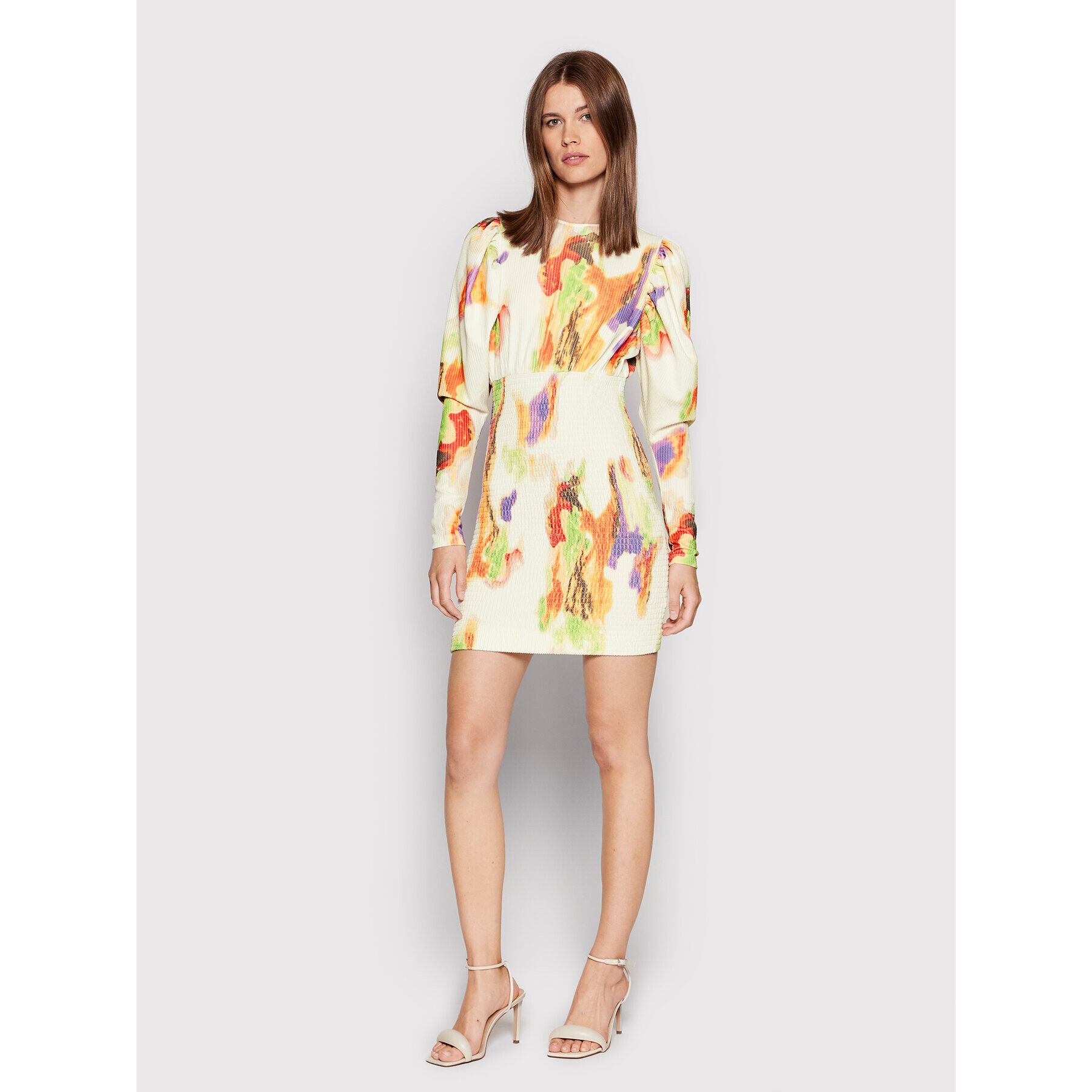 ROTATE Ежедневна рокля Doris RT1205 Бял Slim Fit - Pepit.bg