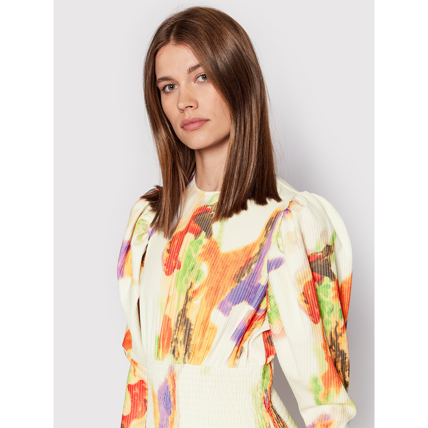 ROTATE Ежедневна рокля Doris RT1205 Бял Slim Fit - Pepit.bg
