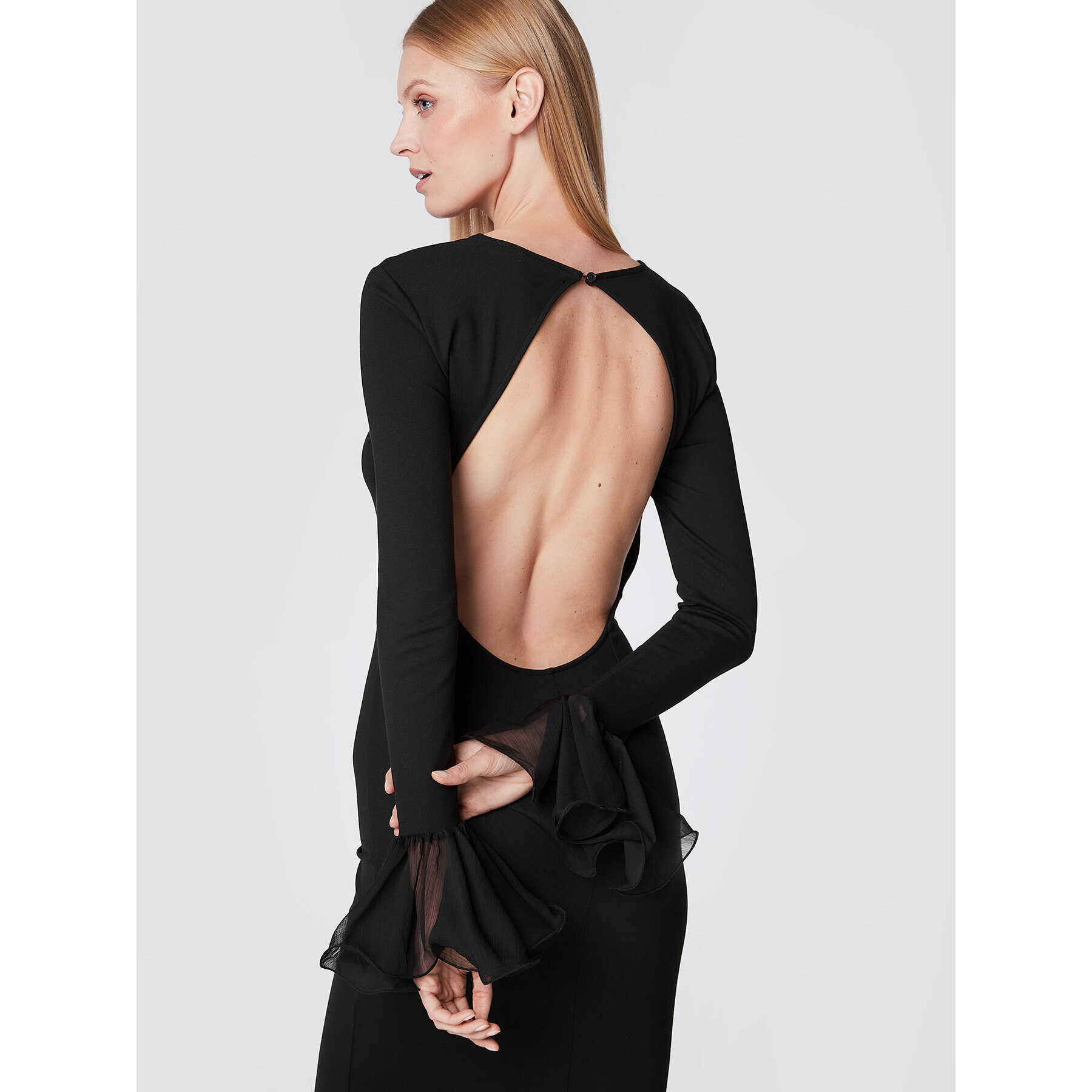 ROTATE Коктейлна рокля Heavy Jersey RT1870 Черен Regular Fit - Pepit.bg
