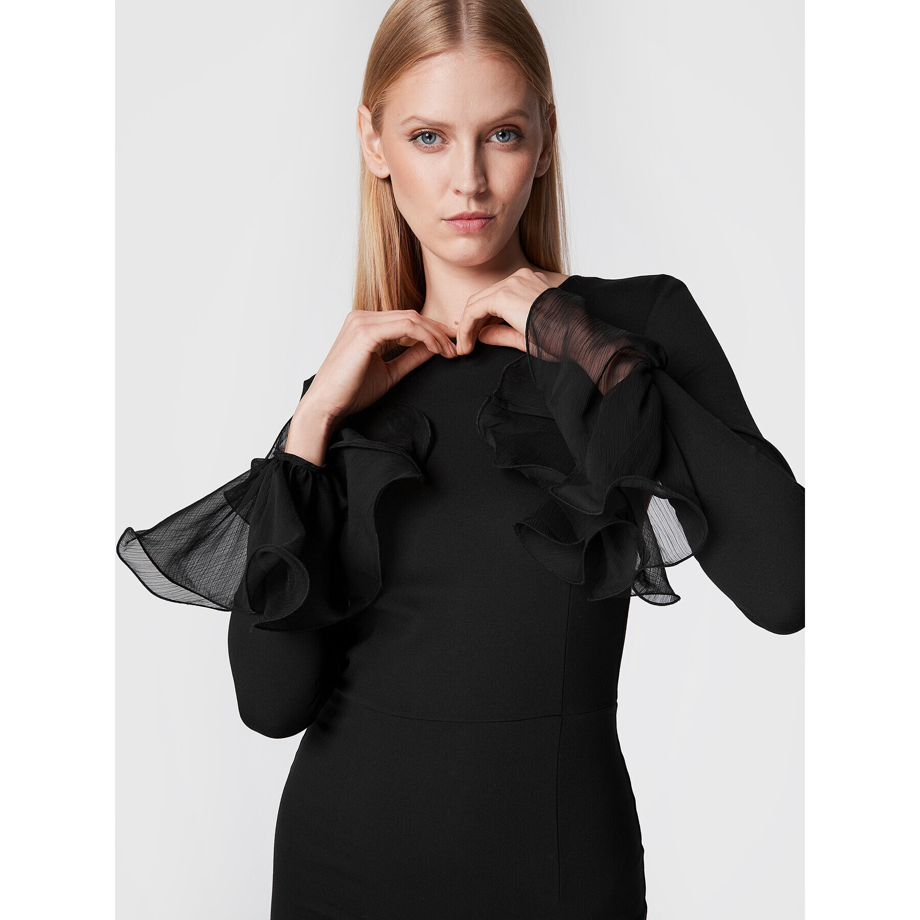 ROTATE Коктейлна рокля Heavy Jersey RT1870 Черен Regular Fit - Pepit.bg