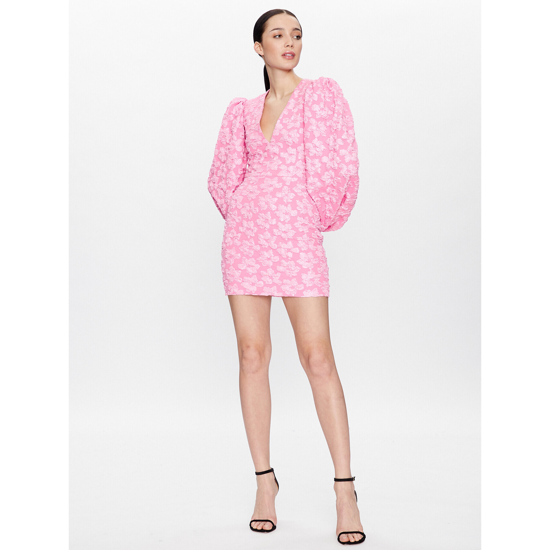 ROTATE Коктейлна рокля Jacquard Flower RT2395 Розов Regular Fit - Pepit.bg