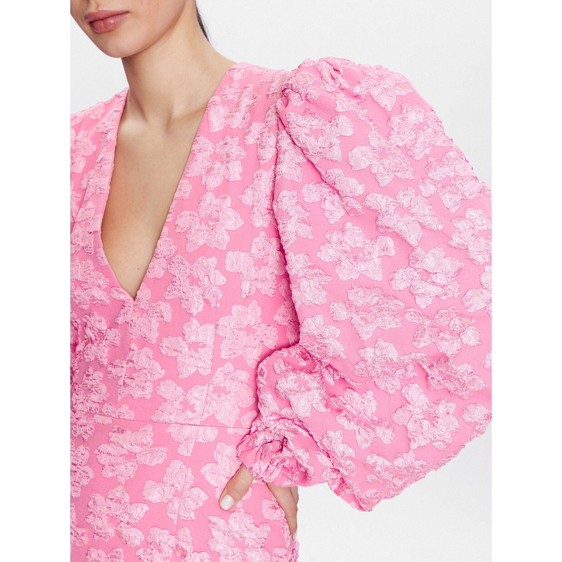 ROTATE Коктейлна рокля Jacquard Flower RT2395 Розов Regular Fit - Pepit.bg