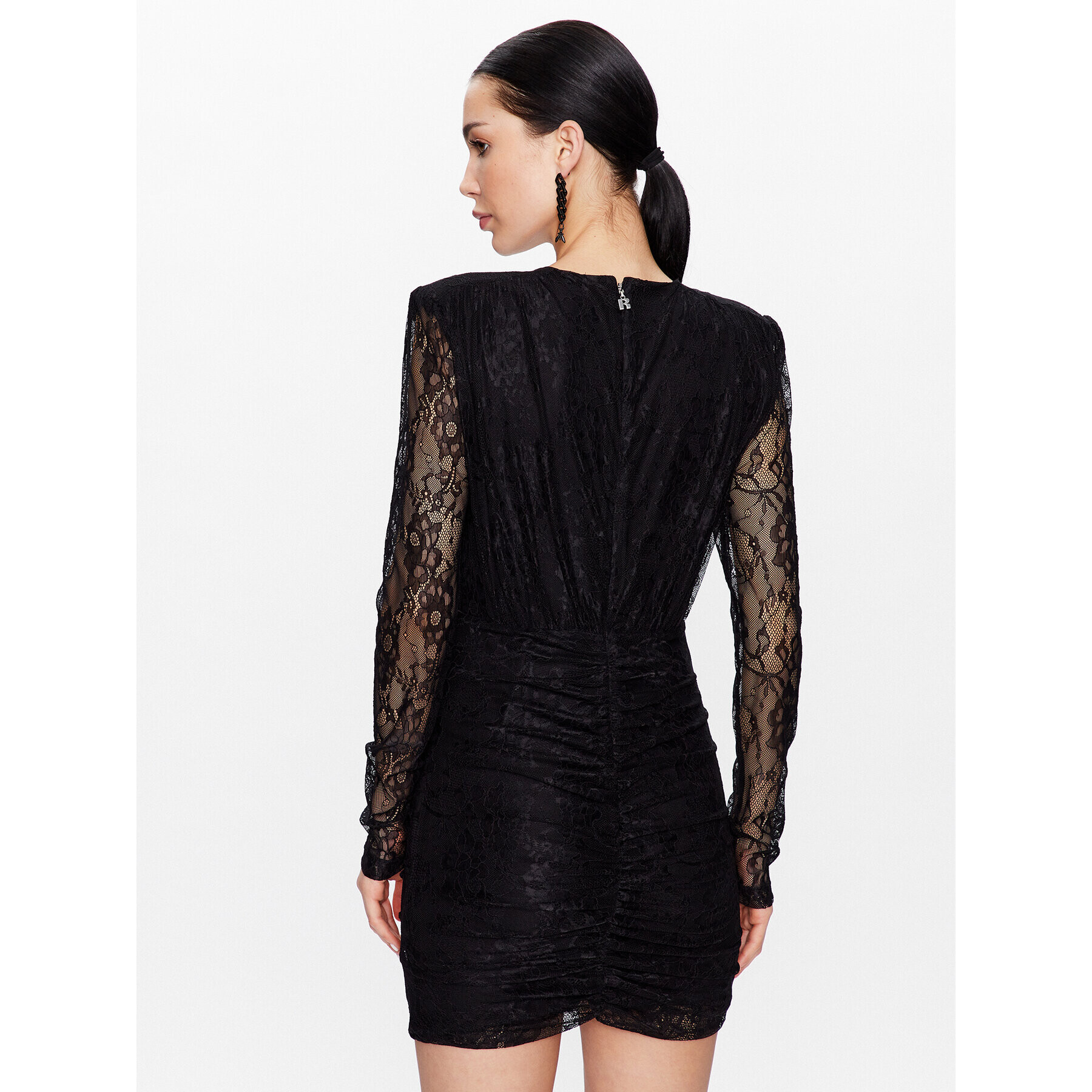 ROTATE Коктейлна рокля Mesh Lace Rushed RT2497 Черен Regular Fit - Pepit.bg