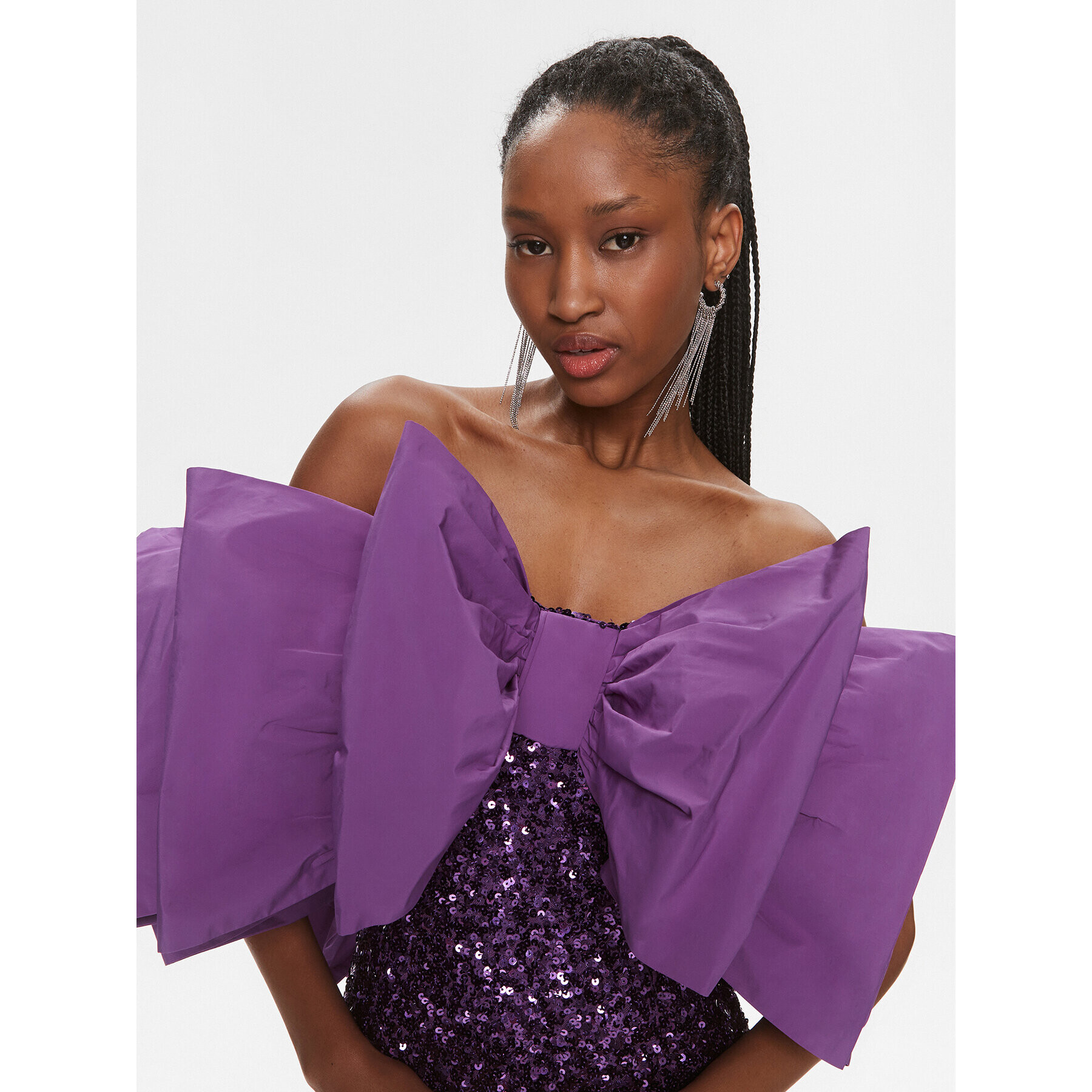 ROTATE Коктейлна рокля Sequins Bow 1115762073 Виолетов Slim Fit - Pepit.bg
