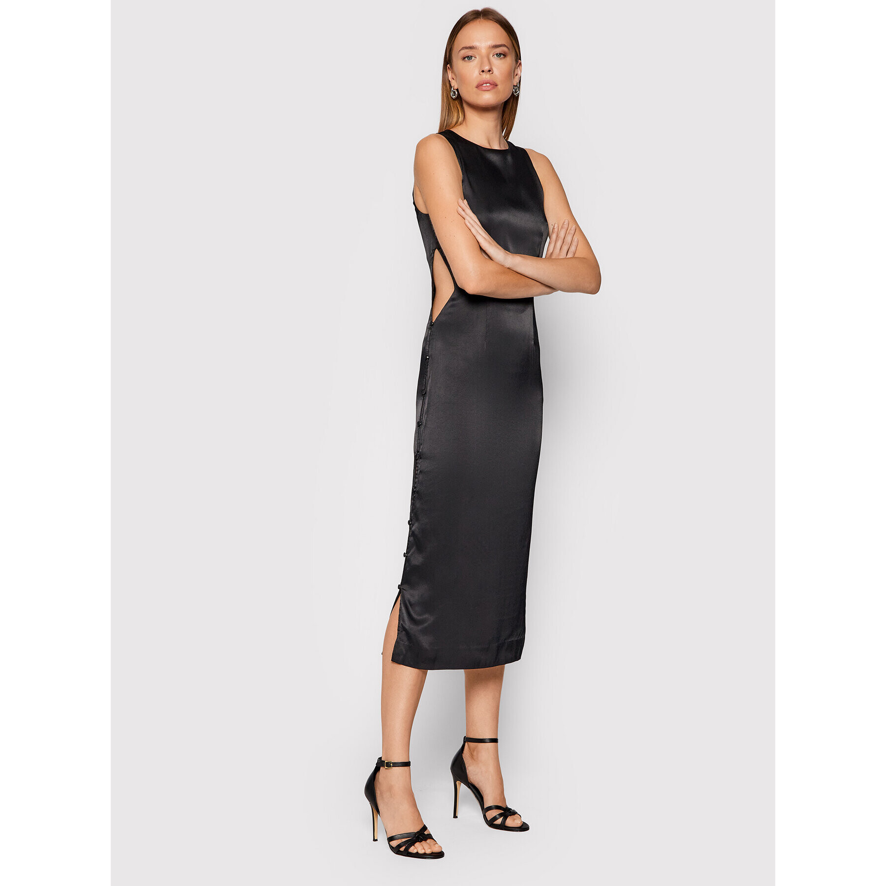 ROTATE Коктейлна рокля Dulcie RT333 Черен Slim Fit - Pepit.bg