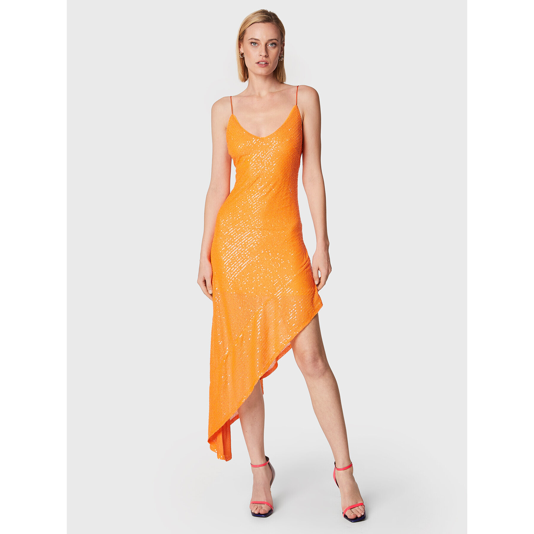 ROTATE Коктейлна рокля Sequins RT1960 Оранжев Regular Fit - Pepit.bg