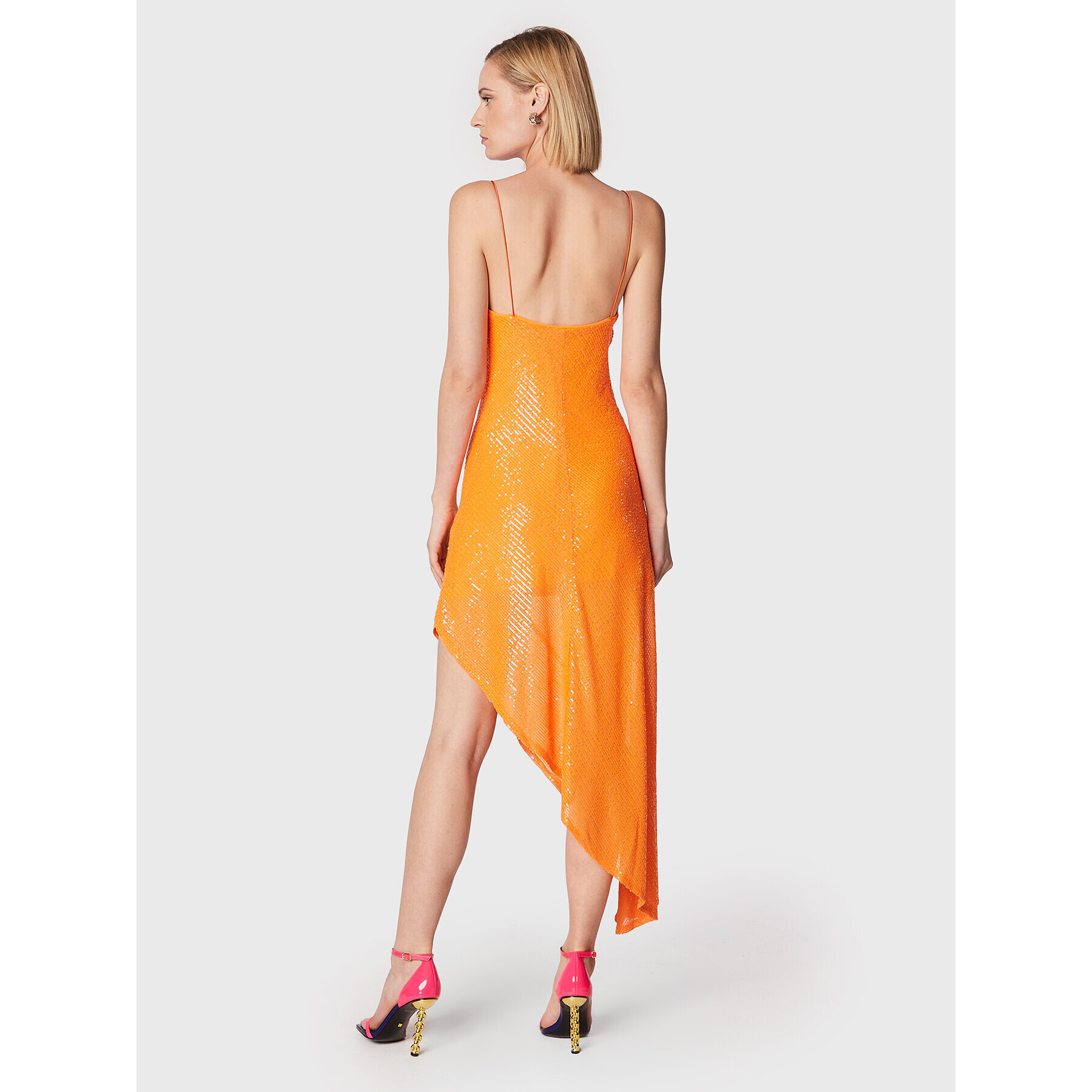 ROTATE Коктейлна рокля Sequins RT1960 Оранжев Regular Fit - Pepit.bg