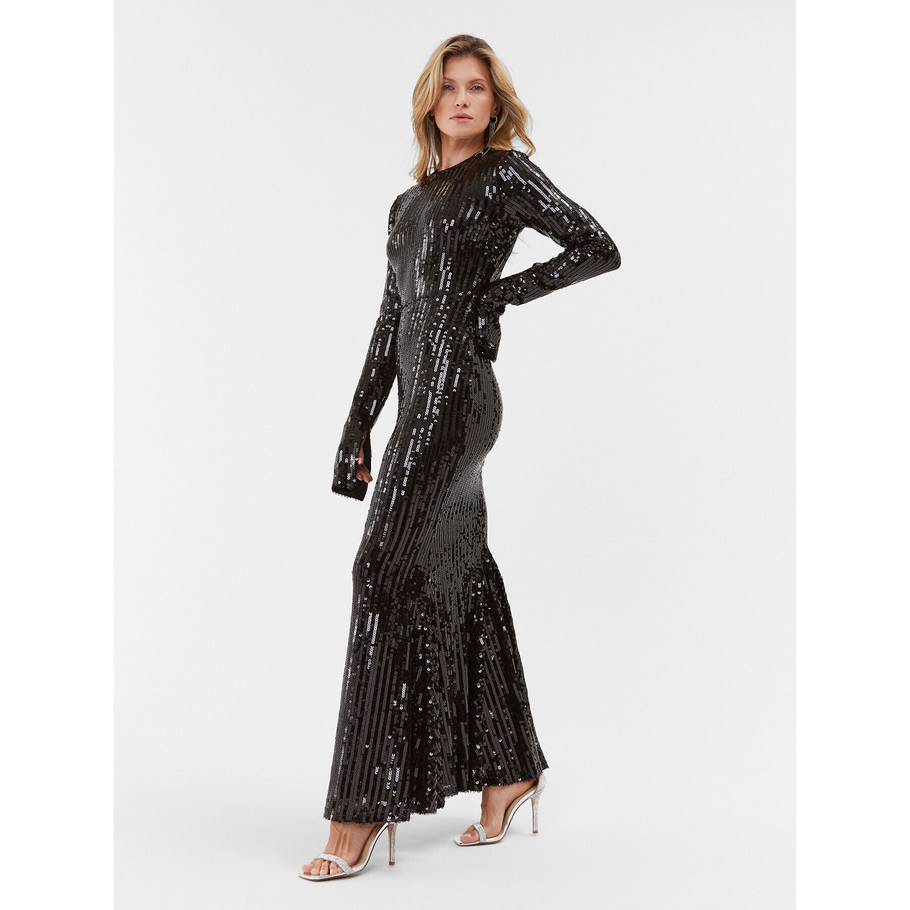 ROTATE Официална рокля Sequin 111349100 Черен Slim Fit - Pepit.bg