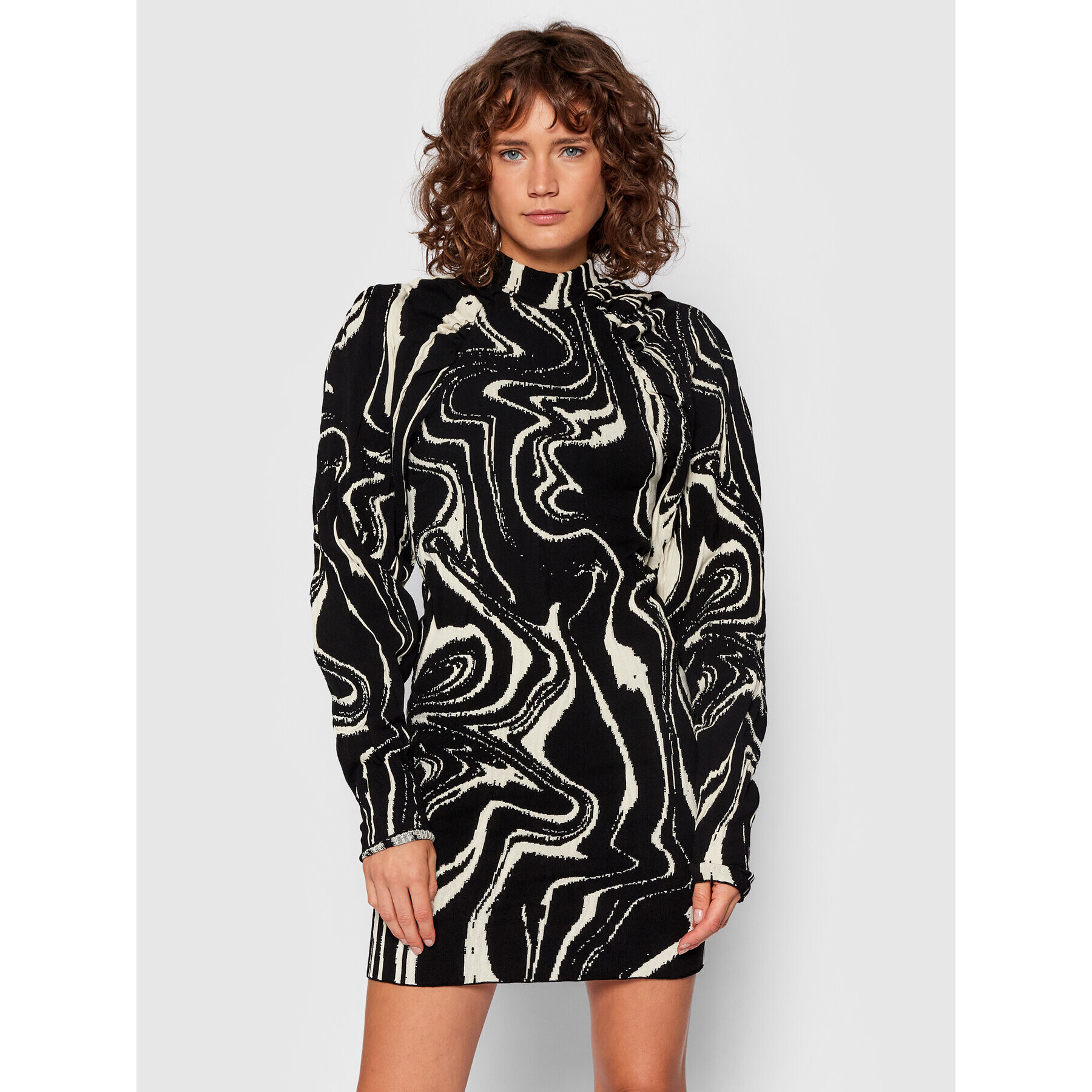 ROTATE Плетена рокля Kendra RT660 Черен Slim Fit - Pepit.bg