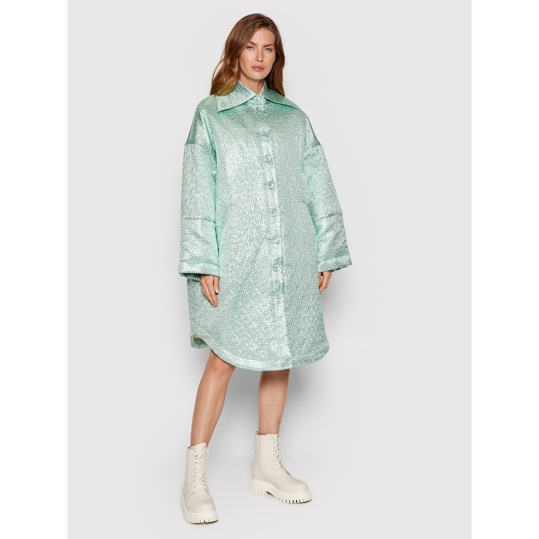 ROTATE Преходно палто Katrin RT1109 Зелен Oversize - Pepit.bg