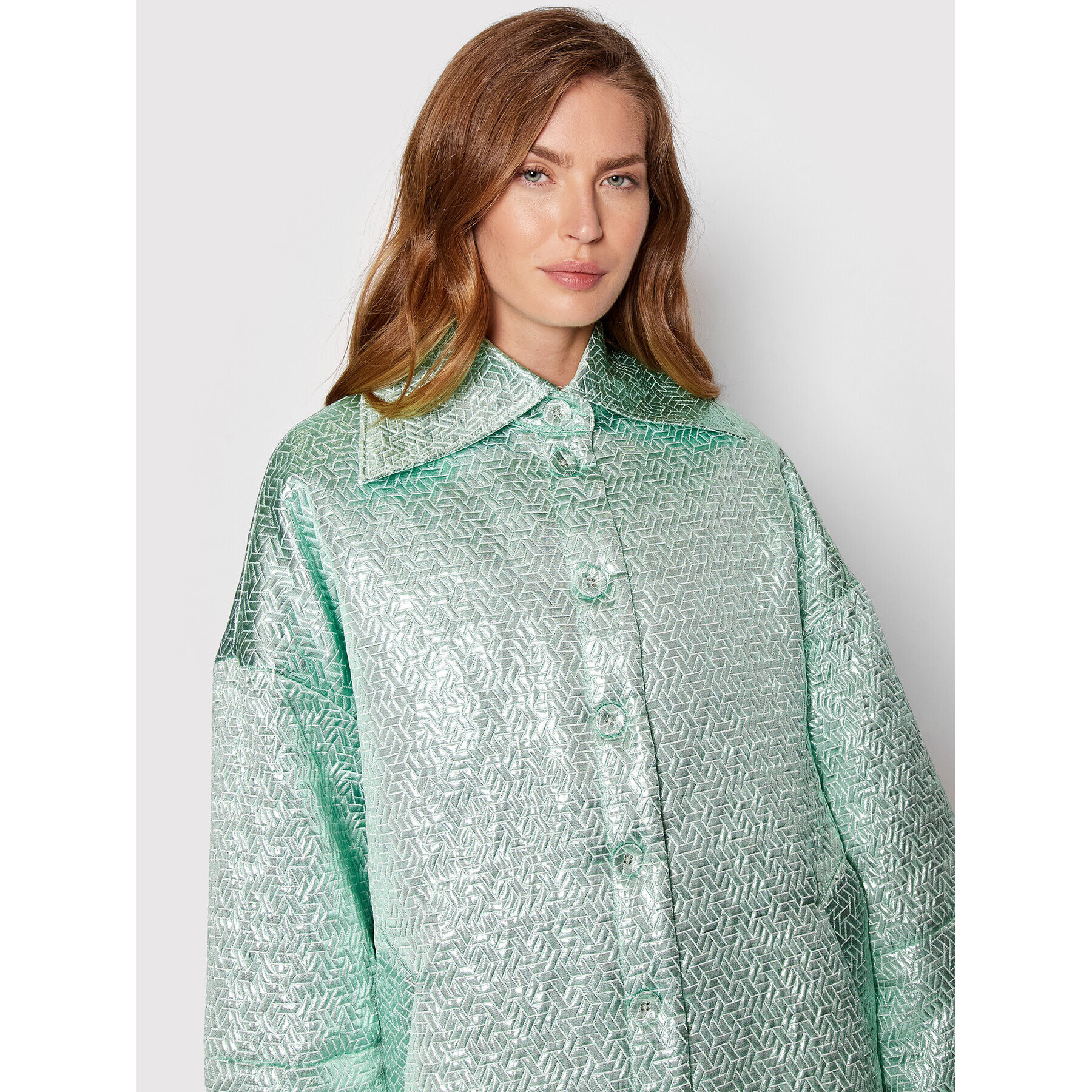 ROTATE Преходно палто Katrin RT1109 Зелен Oversize - Pepit.bg