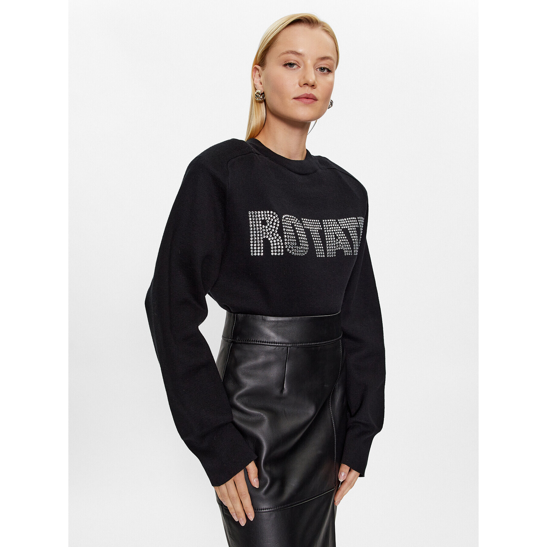 ROTATE Пуловер Firm Rhinestone 100115100 Черен Regular Fit - Pepit.bg