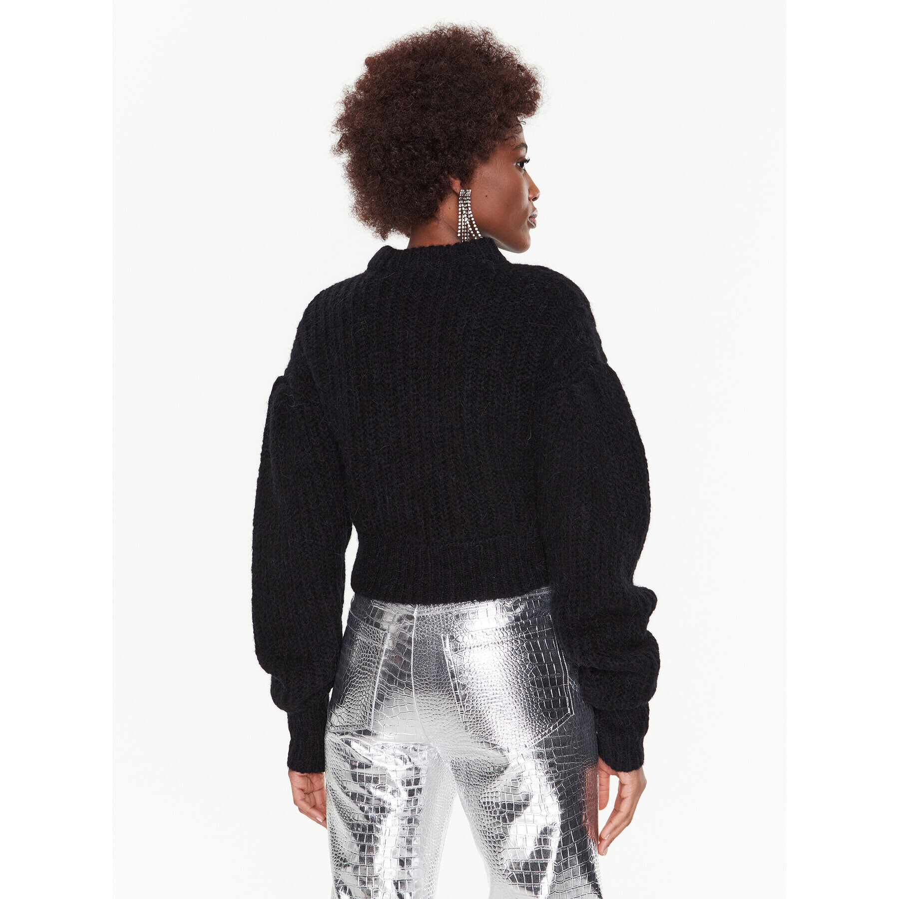ROTATE Пуловер Knit Puff-Sleeve RT2286 Черен Regular Fit - Pepit.bg