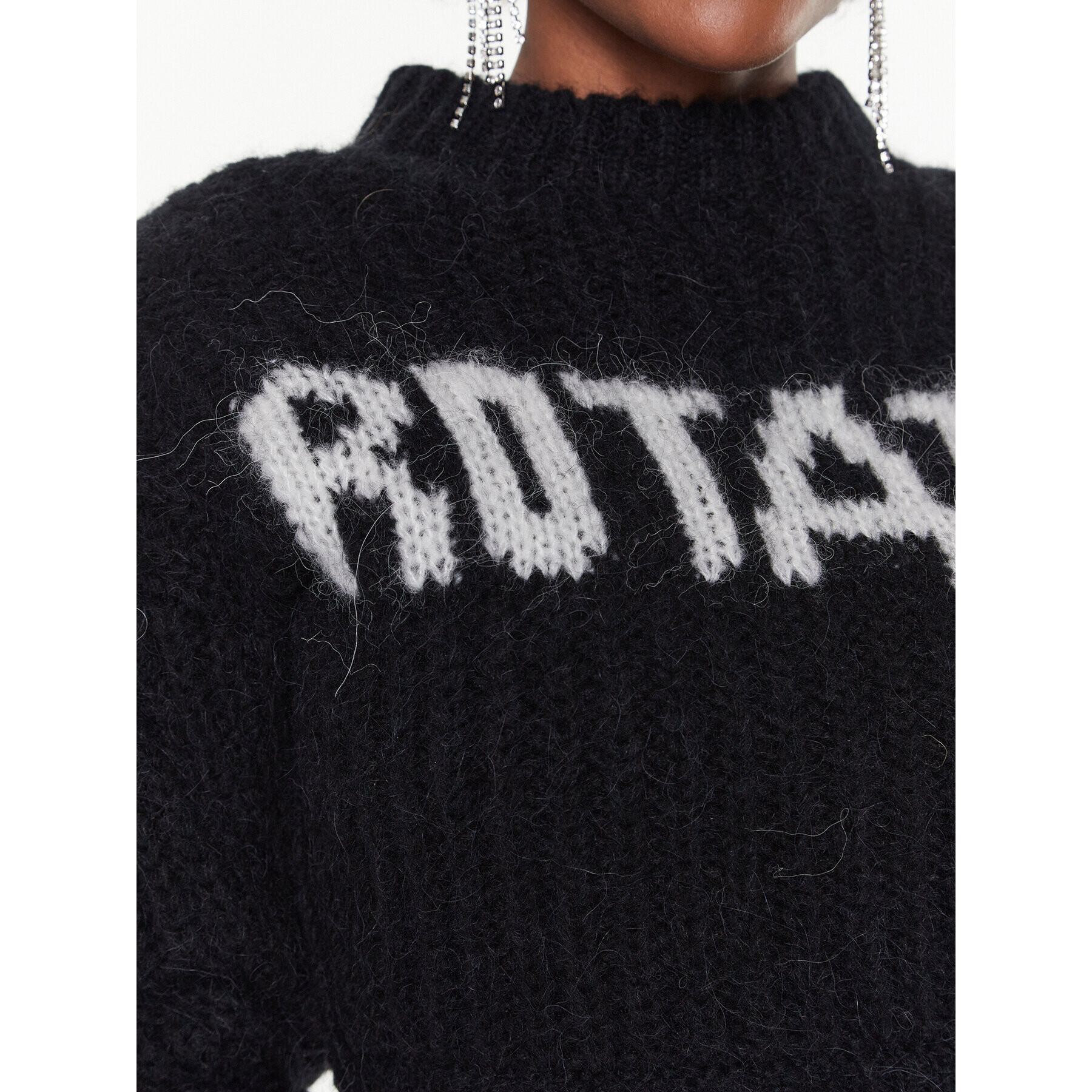 ROTATE Пуловер Knit Puff-Sleeve RT2286 Черен Regular Fit - Pepit.bg