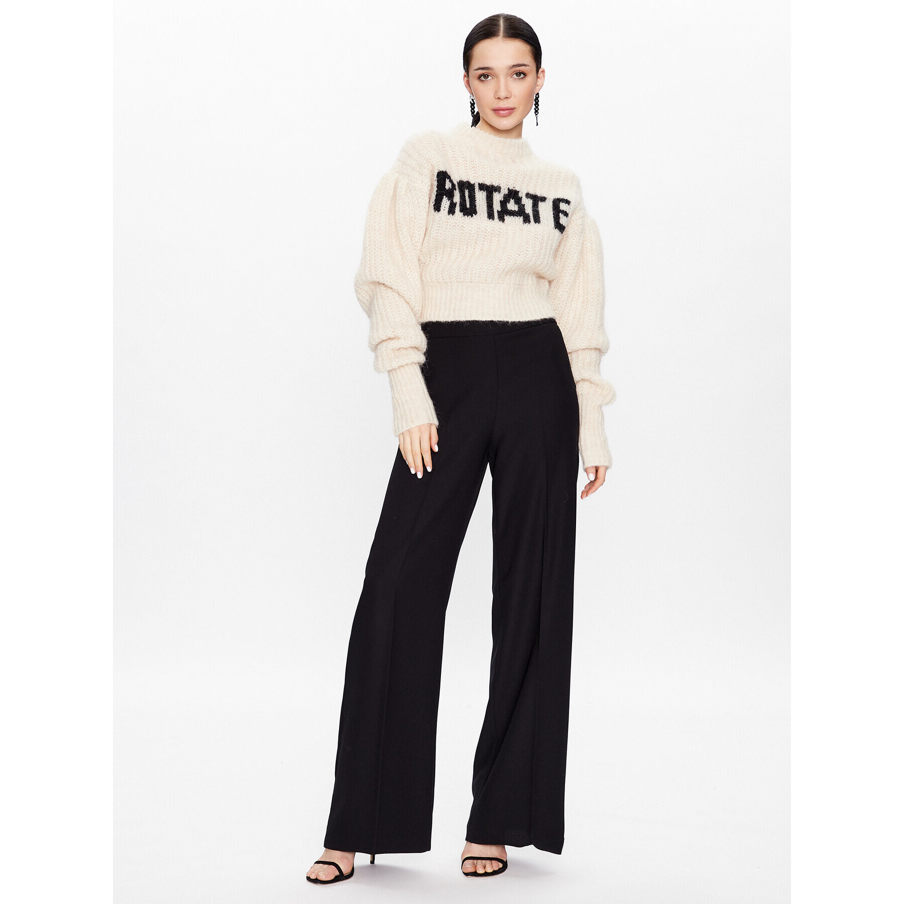 ROTATE Пуловер Knit Puff Sleeve RT2287 Екрю Regular Fit - Pepit.bg