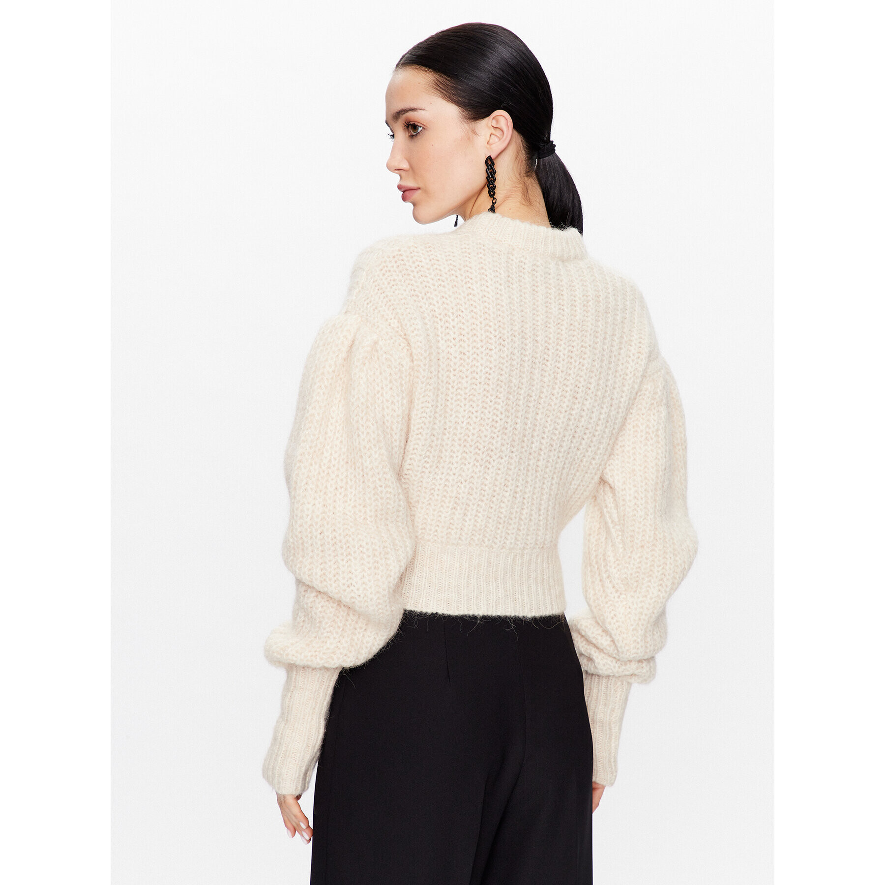ROTATE Пуловер Knit Puff Sleeve RT2287 Екрю Regular Fit - Pepit.bg
